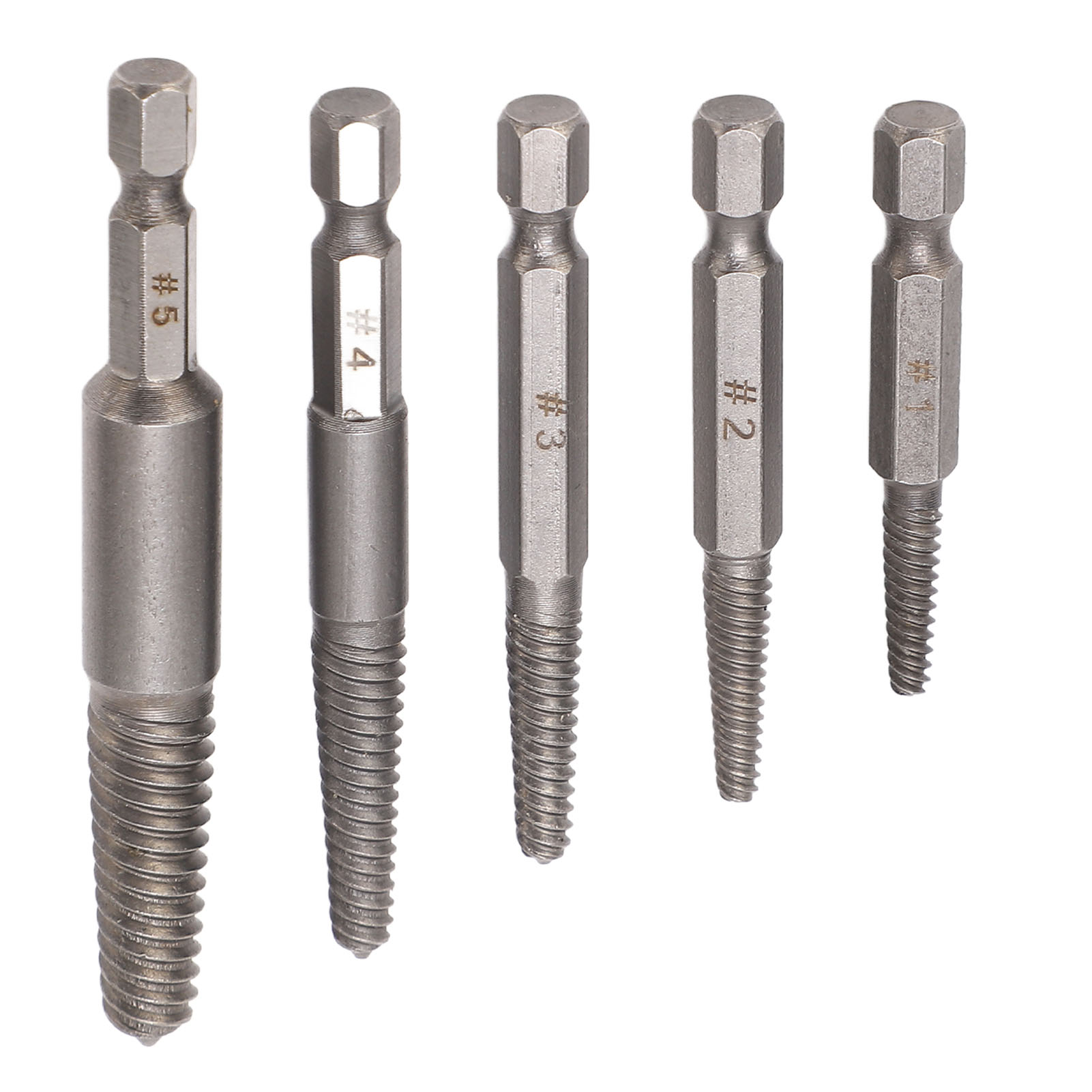 Set Mit 5 Ausdrehern Für Beschädigte Schrauben, 1/4-zoll-sechskantschaft, Ausdrehwerkzeug Aus Kohlenstoffstahl, 7,5 Mm, 5 Mm, 4 Mm, 3,5 Mm Und 3 Mm