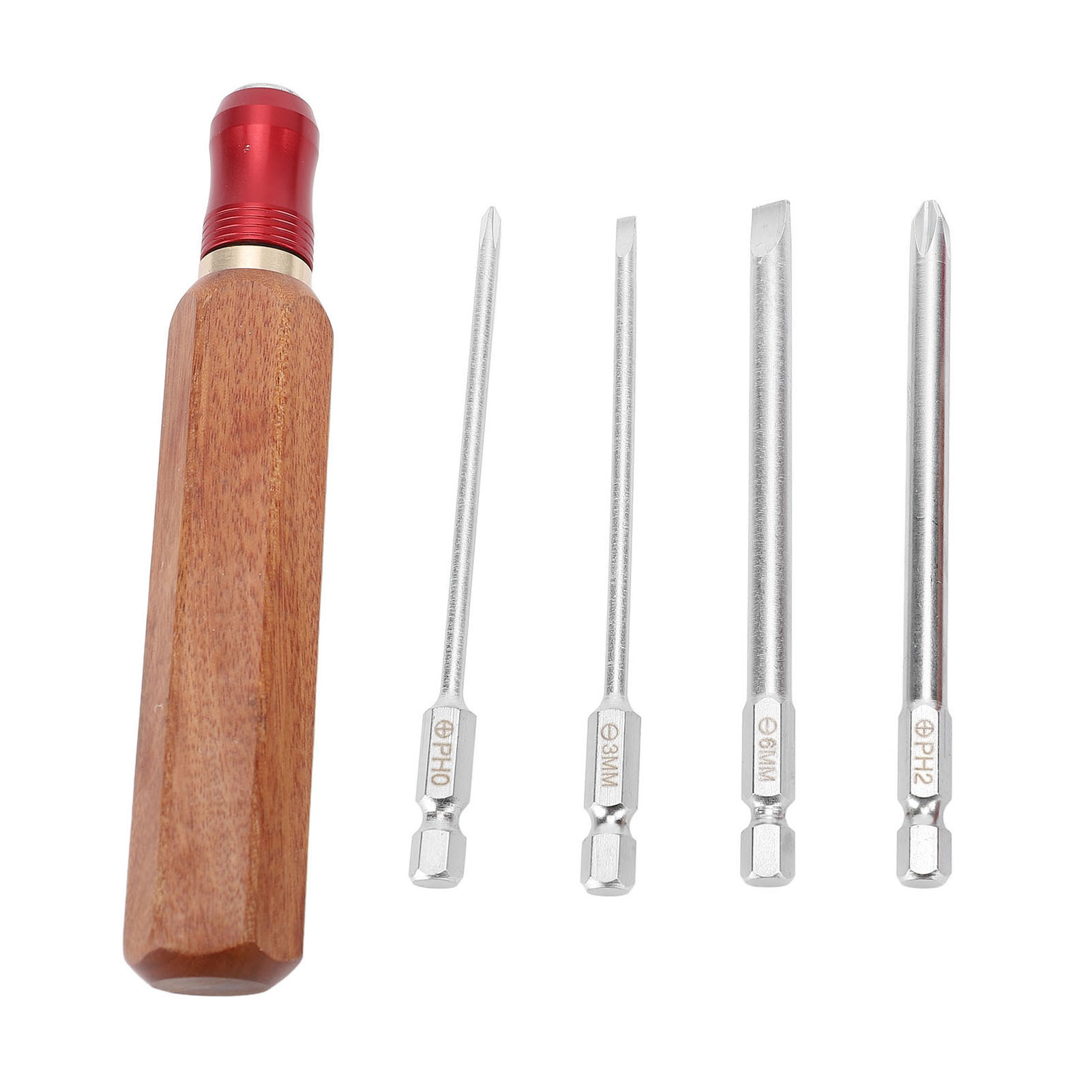 Schnellwechsel-schraubendreherbits, Rutschfester Holzgriff, 6 Mm Und 3 Mm Schlitz, Ph2 Und Ph0, Kreuzschlitzbits Für Heimwerker- Und Holzbearbeitungsarbeiten