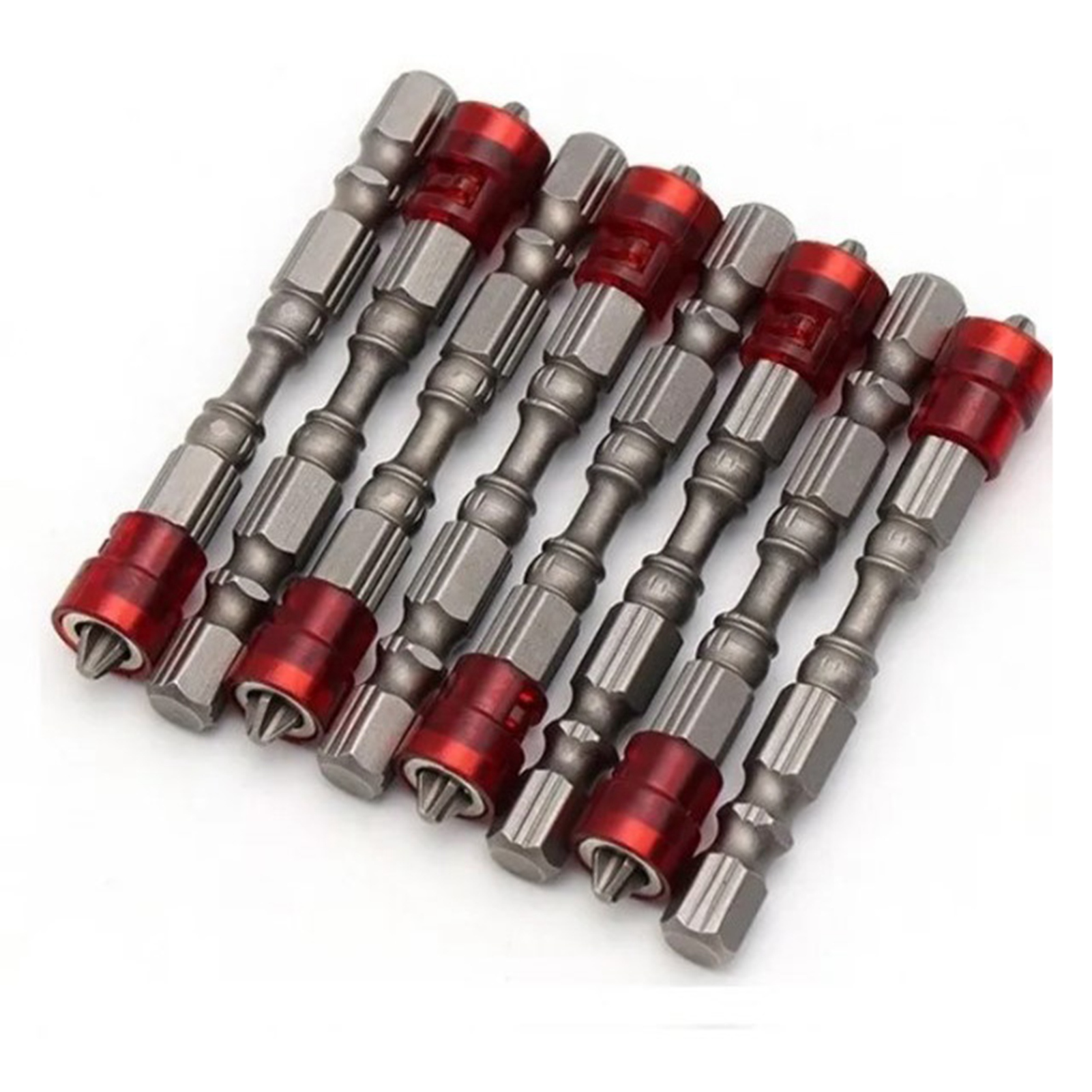 Packung Mit 10 Roten Phillips-schraubendreherbits, 65 Mm Lang, Magnetisch Und Rutschfest.