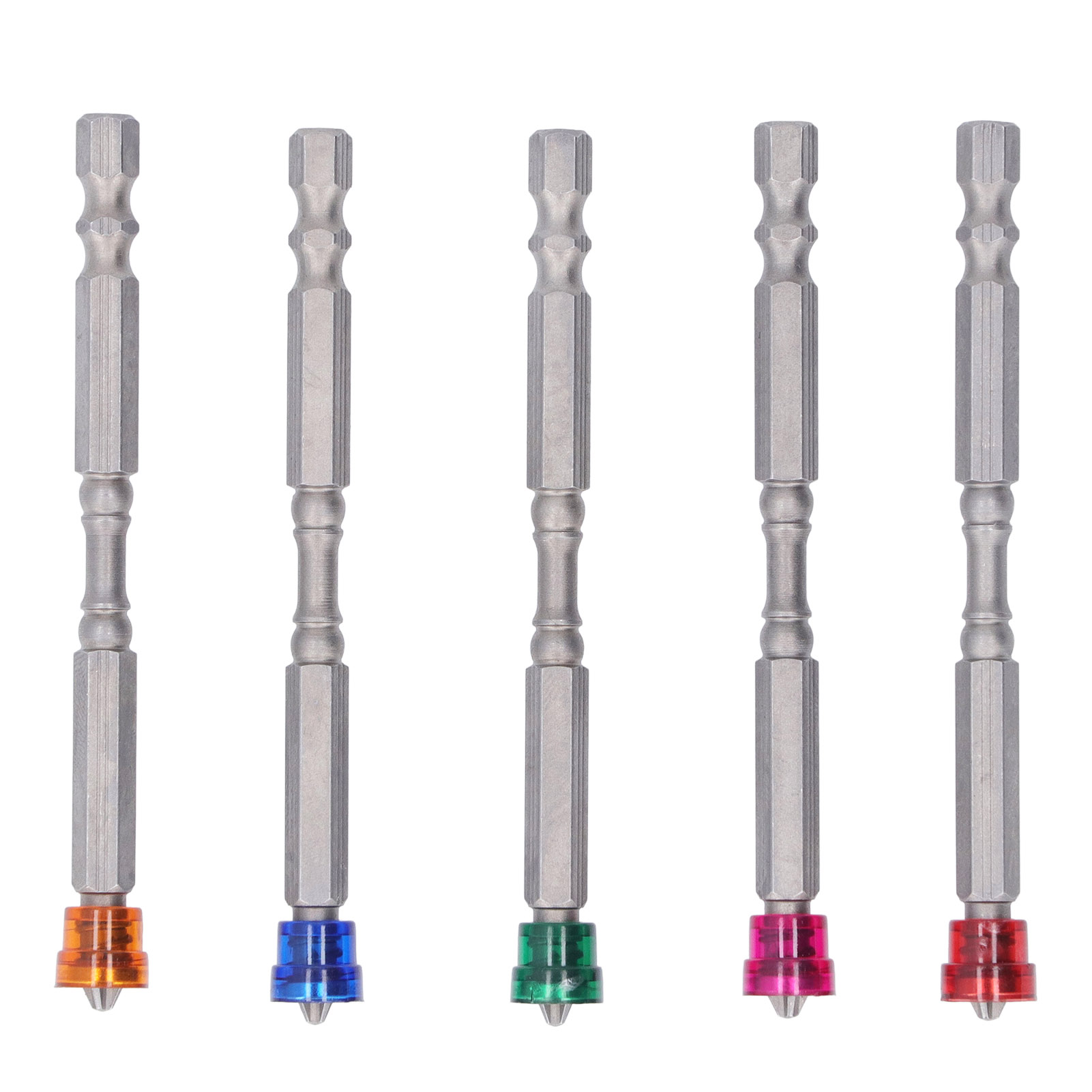 Set Mit 5 Magnetischen Ringschraubendreherbits, 1/4"-sechskantschaft, Legierter Stahl, Für Elektrische Schraubendreher