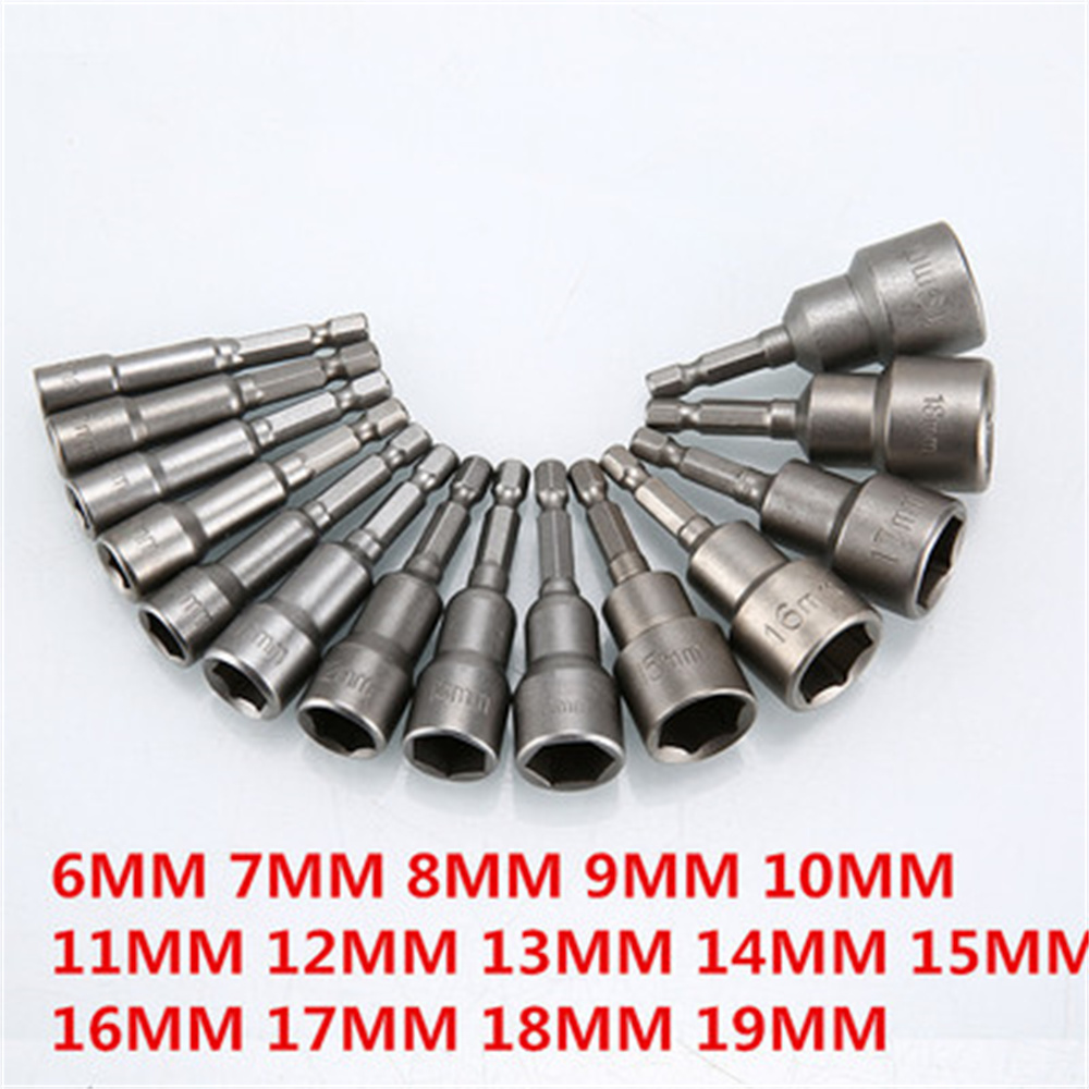 Set Mit 14 Magnetischen Bohreinsätzen Aus Werkzeugstahl Mit Sechskantschaft, Schraubendreherbits Von 6 Bis 19 Mm