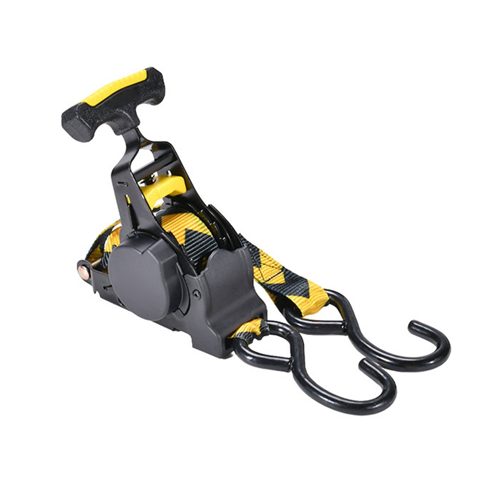 Einziehbarer Ratschengurt, 3,3 Meter, 680 Kg Bruchlast, Selbstaufrollender Spanngurt Für Motorräder Und Outdoor-ausrüstung, T-griff, Gelbe Und Schwarze Pfeile