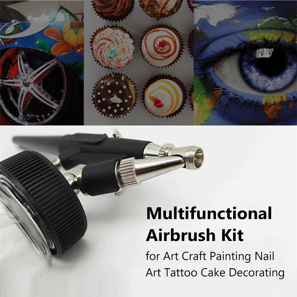 Mini-airbrush-set Mit Saugnapf, 0,8-mm-farbpistole, Schlauch Und 2-ml-farbbechern. Ideal Für Bodypainting, Make-up-artist, Modellbau, Tätowieren, Maniküre, Nageldesign Und Tortendekoration.