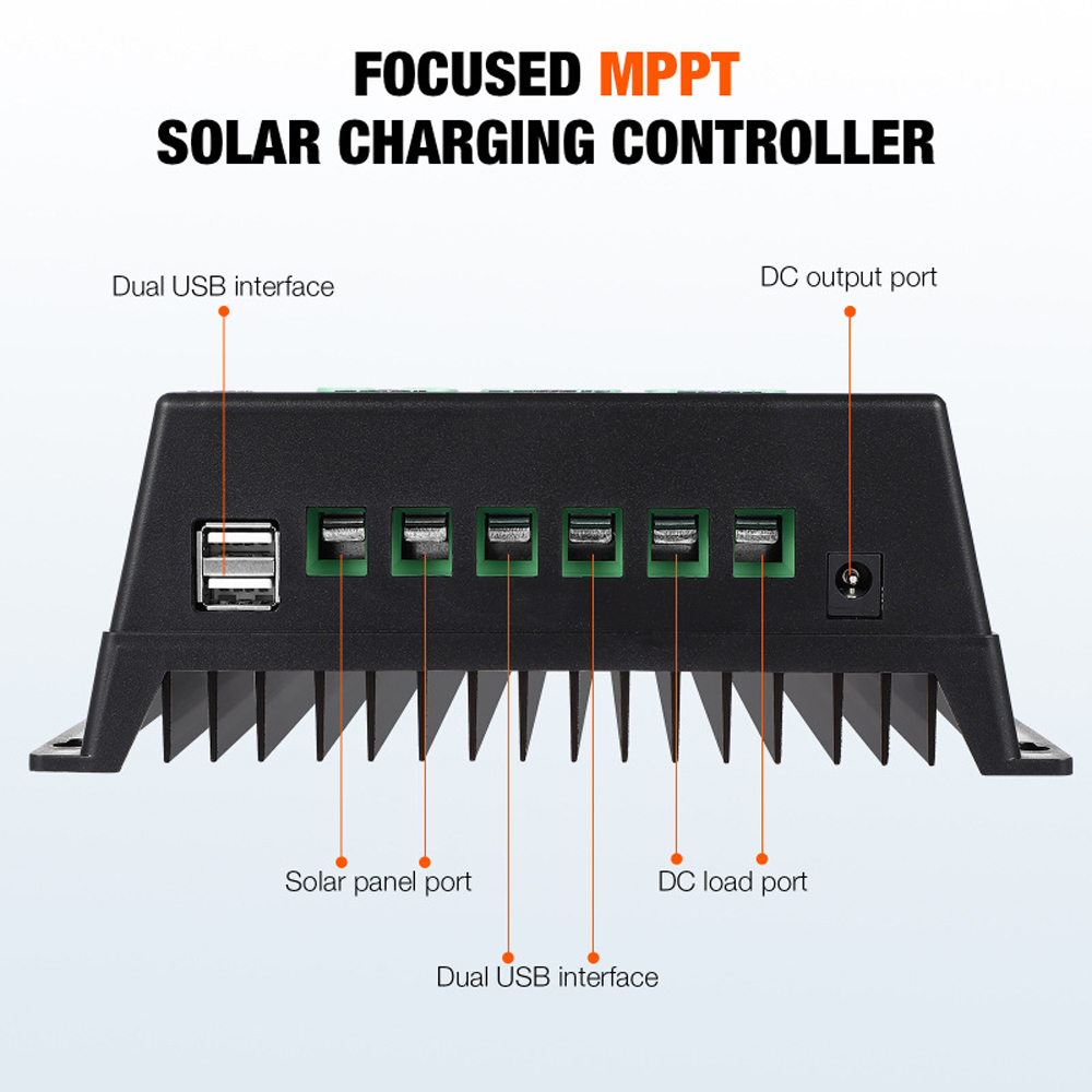 100-a-mppt-solarladeregler Für 12/24/36/48-v-lithium-säure-batterien (autos, Wohnmobile), Lcd-bildschirm, Zwei Usb-anschlüsse, Intelligenter Regler, Kfz-zubehör