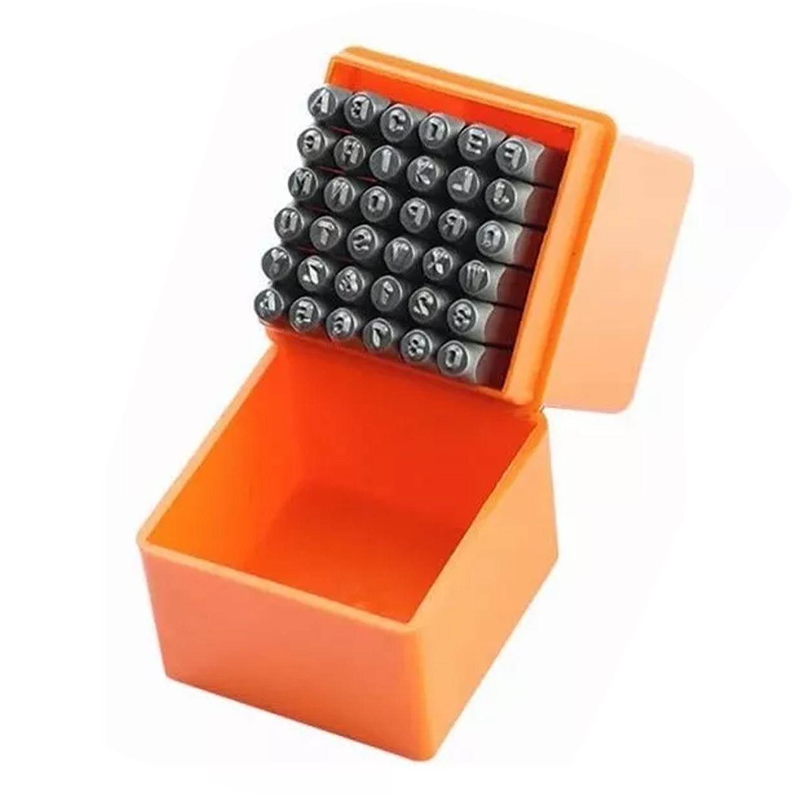 Set Mit 37 Stahlstempeln: 26 Buchstaben, 9 Zahlen, 1 Symbol, 1 Herz. Tragbarer Locher Für Leder Und Metall.
