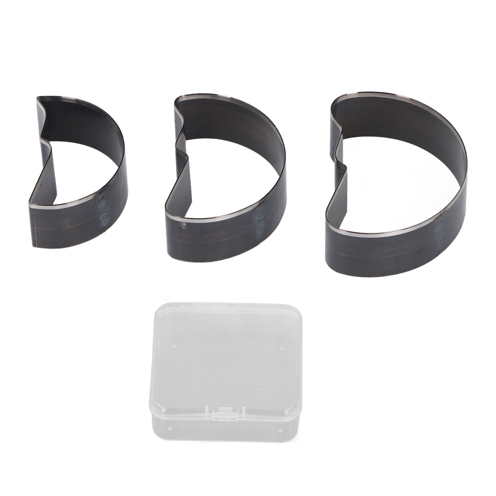 Set Aus 3 Mondförmigen Stanzformen Aus Legiertem Stahl Zum Ausstanzen Von Hohlleder Und Zur Herstellung Von Kunsthandwerk (höhe: 70 Mm, 62 Mm Und 53 Mm).