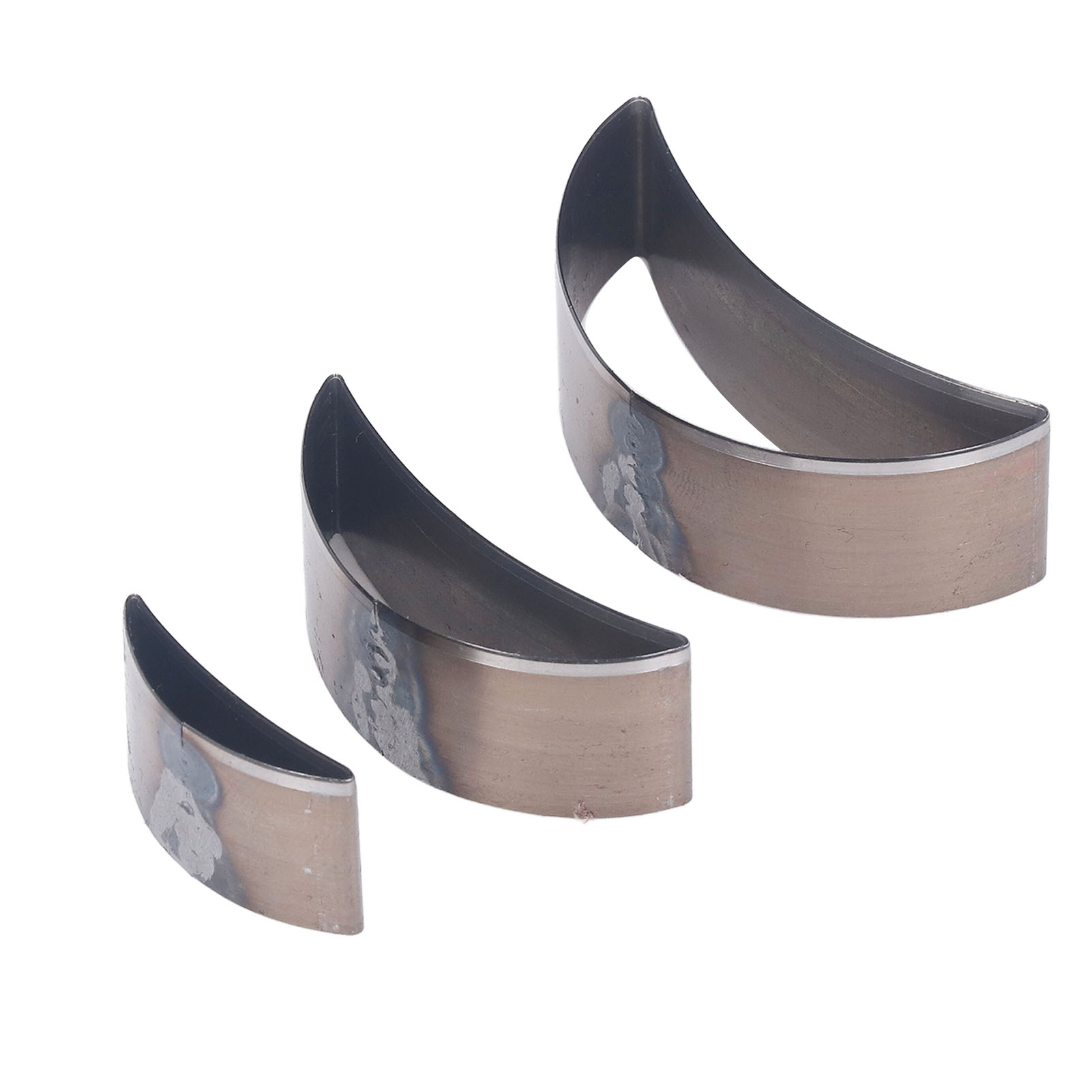 Set Aus 3 Stanzformen Aus Legiertem Stahl In Form Eines Gebogenen Mondes Zum Perforieren Von Stoffen, Ton Und Leder.