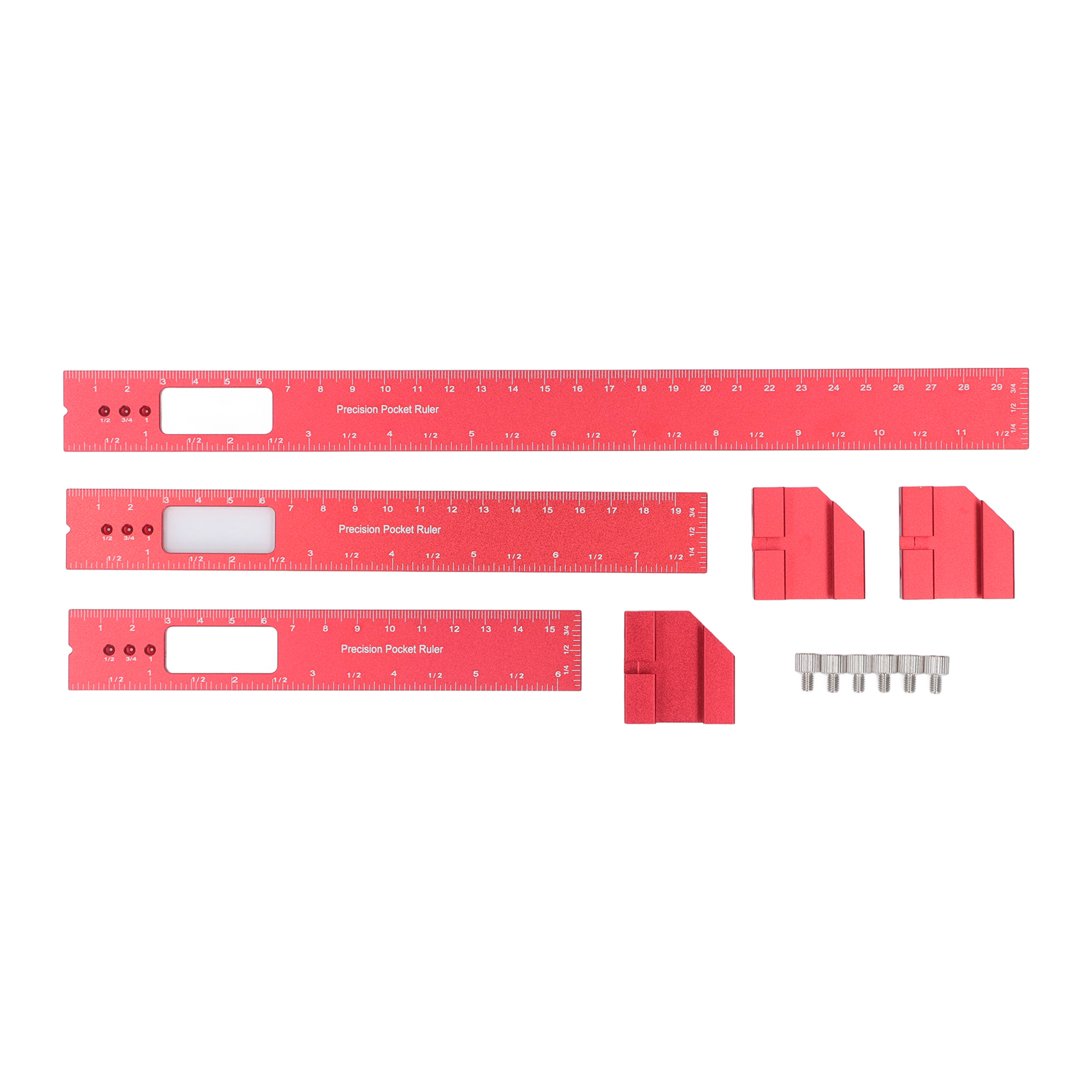 3-teiliges Holzbearbeitungslineal, Verstellbarer Schiebewinkelmesser, Aluminium-taschenlineal Zum Markieren, Positionieren Und Messen, 16 Cm, 20 Cm, 30 Cm