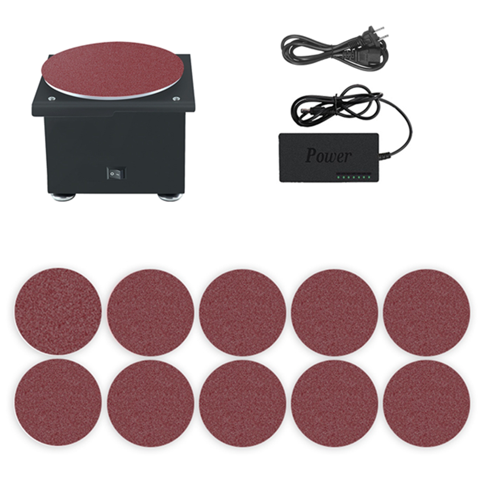 Mini-tisch-tellerschleifer Mit Elektrischem Schleifaufsatz, 7 Geschwindigkeitsstufen Und 10 Schleifscheiben. Geeignet Zum Schleifen, Polieren Und Entgraten Von Holz, Metall, Acryl Und Stein.