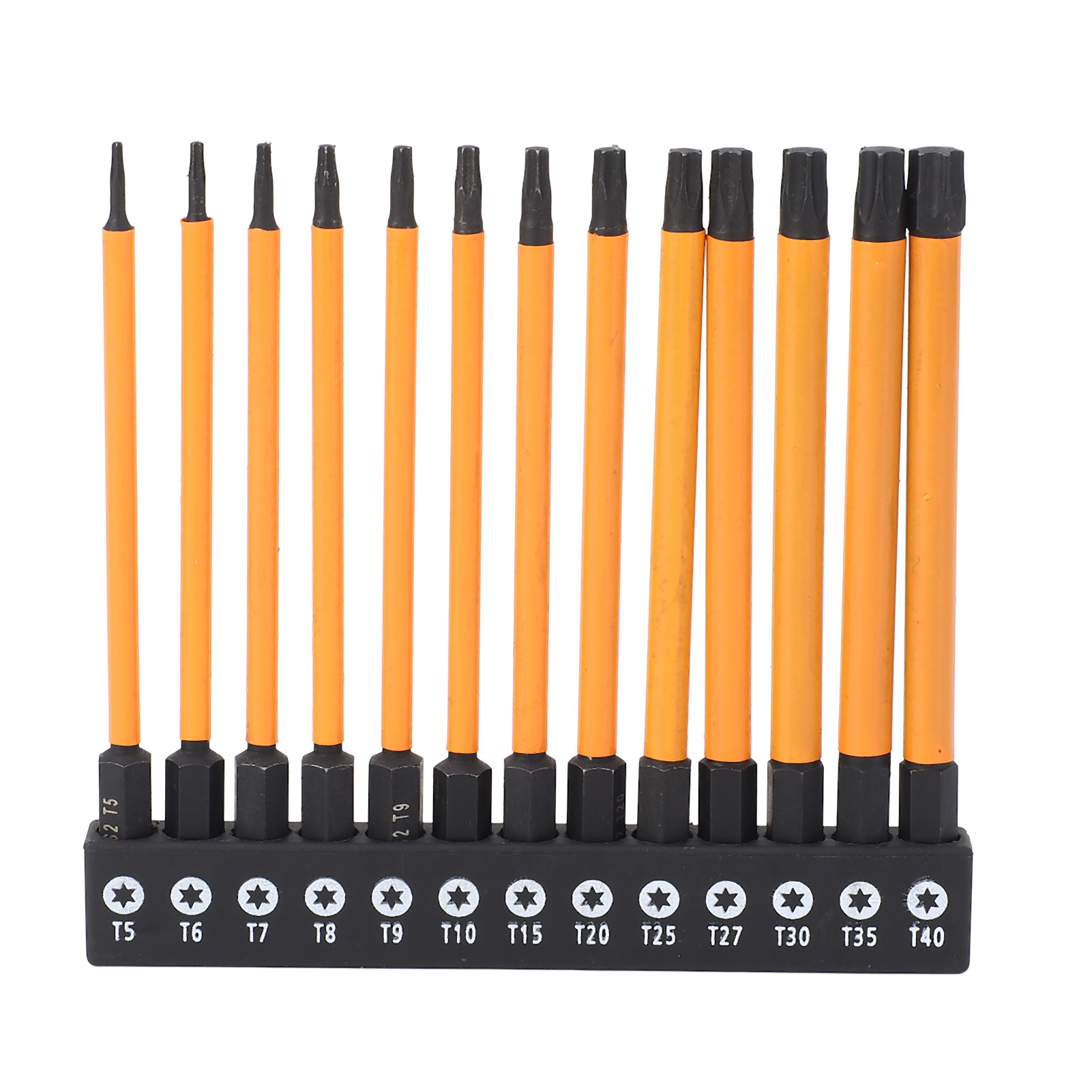 13-teiliges Torx-schraubendreher-bit-set, 100 Mm, T5–t40, 1/4-zoll-sechskantschaft, S2-legierungsstahl, Mit Aufbewahrungshalterung