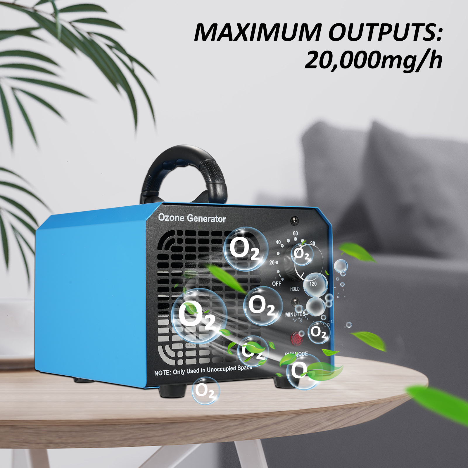 Ozongenerator Mit 20.000 Mg/h Leistung, Ozongerät Zur Geruchsbeseitigung, O₃-ozonionisator, Desodorierer, Luftreiniger Für Zuhause, Auto Und Haustierzimmer.