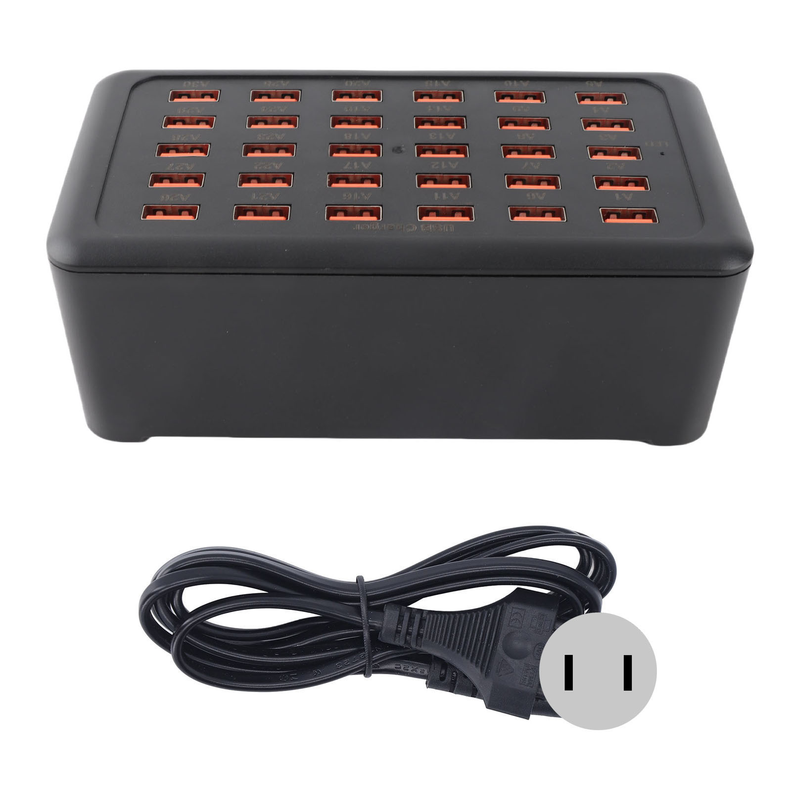 Usb-ladehub Mit 30 Anschlüssen, Schnellladefunktion Für Handys, Kopfhörer Und Taschenlampen. Stromversorgung: 100–240 V Wechselstrom (us-stecker).
