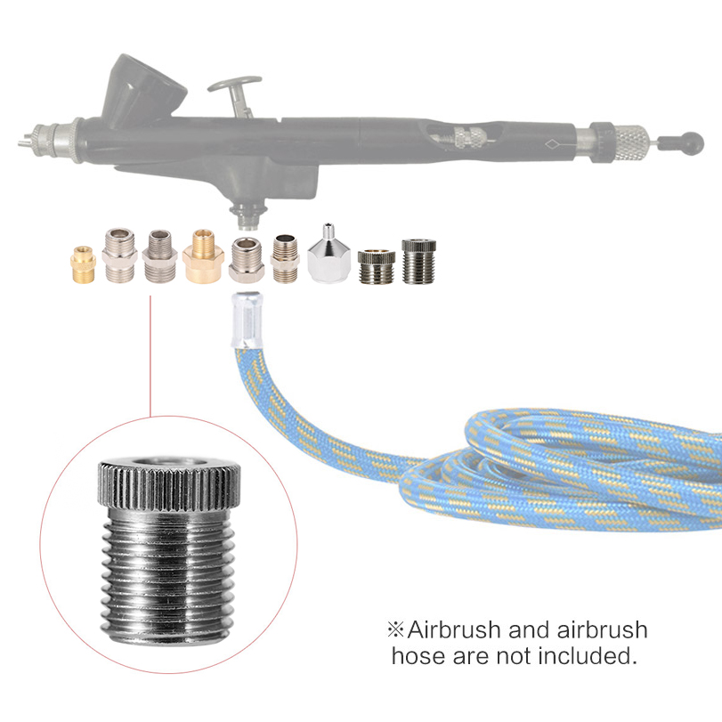 Professionelles Universal-airbrush-adapterset (9-teilig): Anschlüsse Und Verbinder Für Airbrush-kompressor Und -schlauch. Airbrush-zubehör Und -werkzeuge.