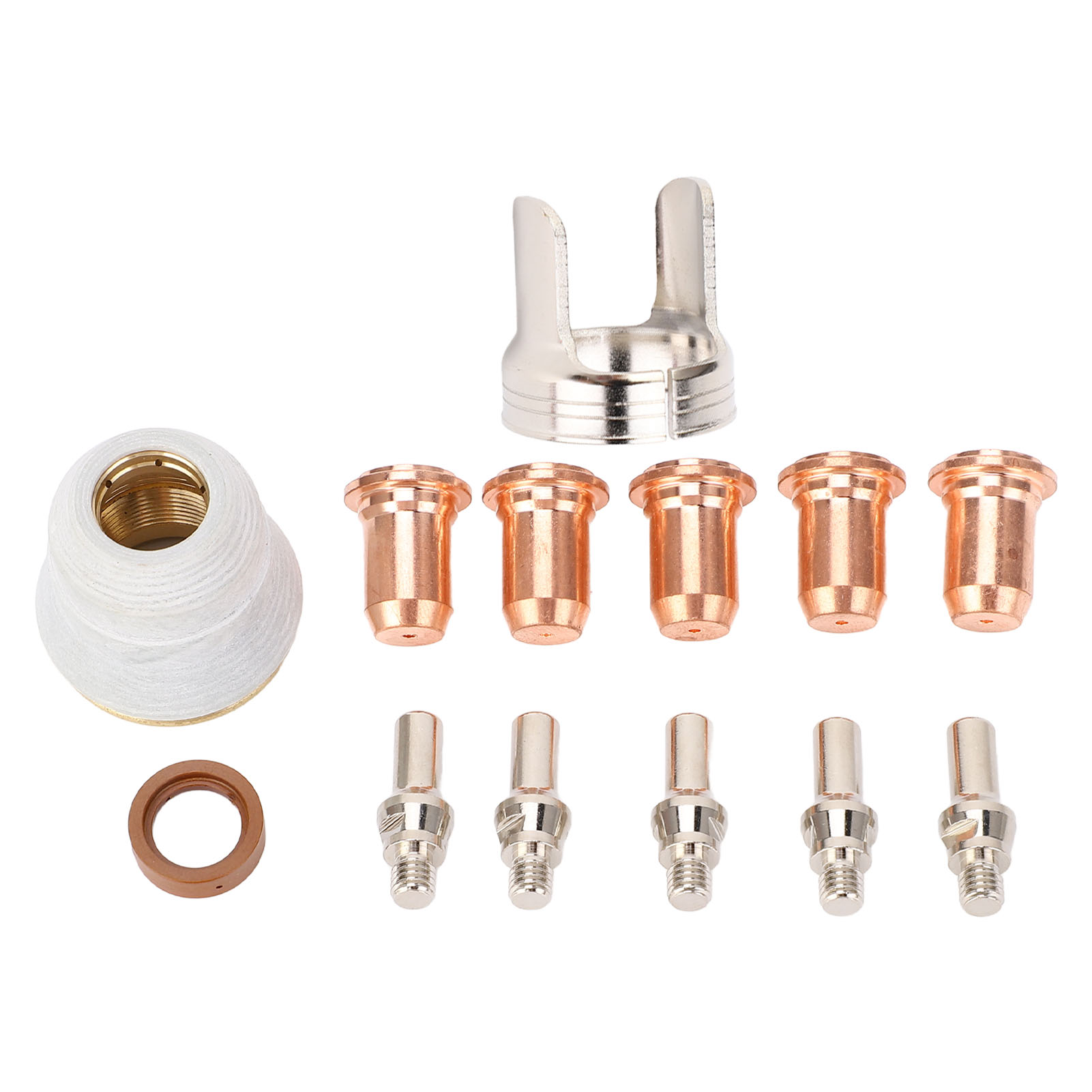13-teiliges Verbrauchsmaterial Für Plasmaschneidanlagen: 1,0 Mm Elektroden, Düsen, Wirbelring, Doppelspitzen-abstandshalter Für Ipt-60, Pt-60, Ipt-40 Und Pt40