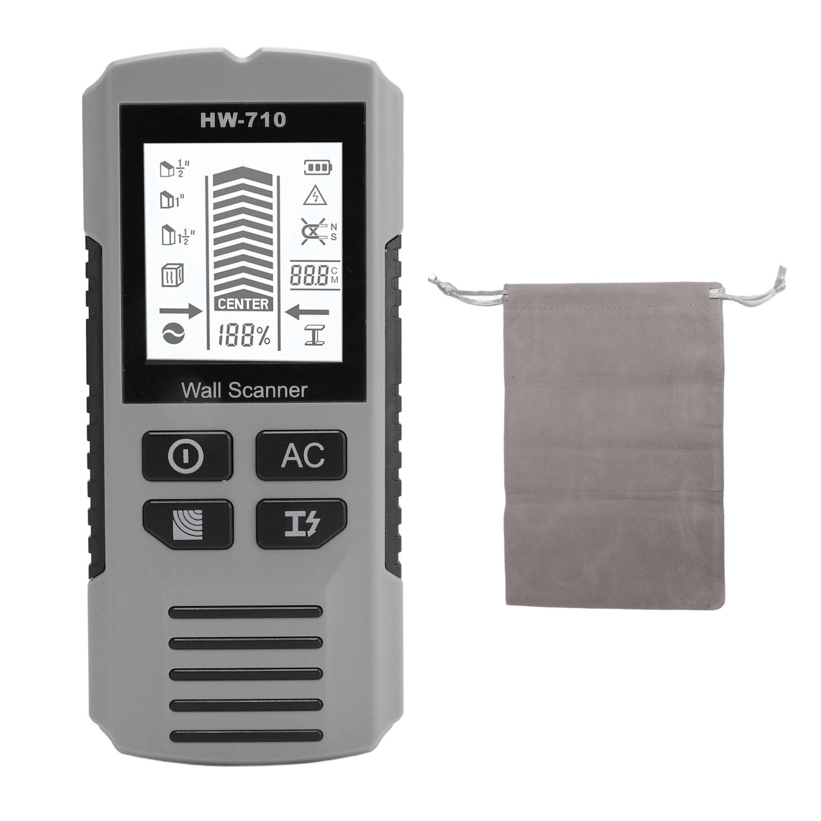 Tragbarer Wandständerdetektor Mit Lcd-bildschirm Und Sensor Zur Erkennung Von Metallständern, Holz Und Elektrischen Kabeln.