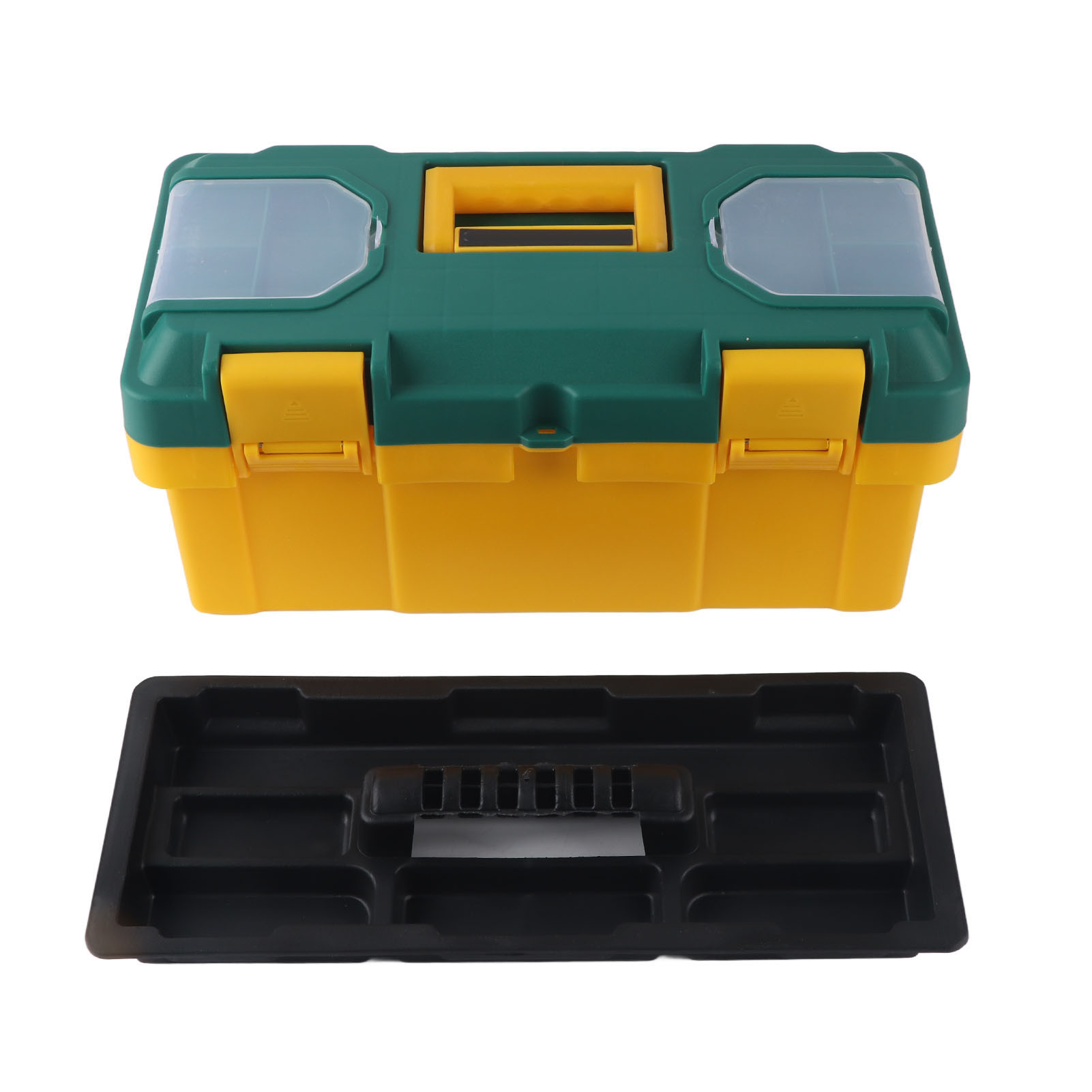 Tragbarer Kfz-werkzeugkasten Mit Herausnehmbarer Ablage, Kleinteilebox, Gelb Und Grün (17 Zoll (40 X 20 X 19 Cm))