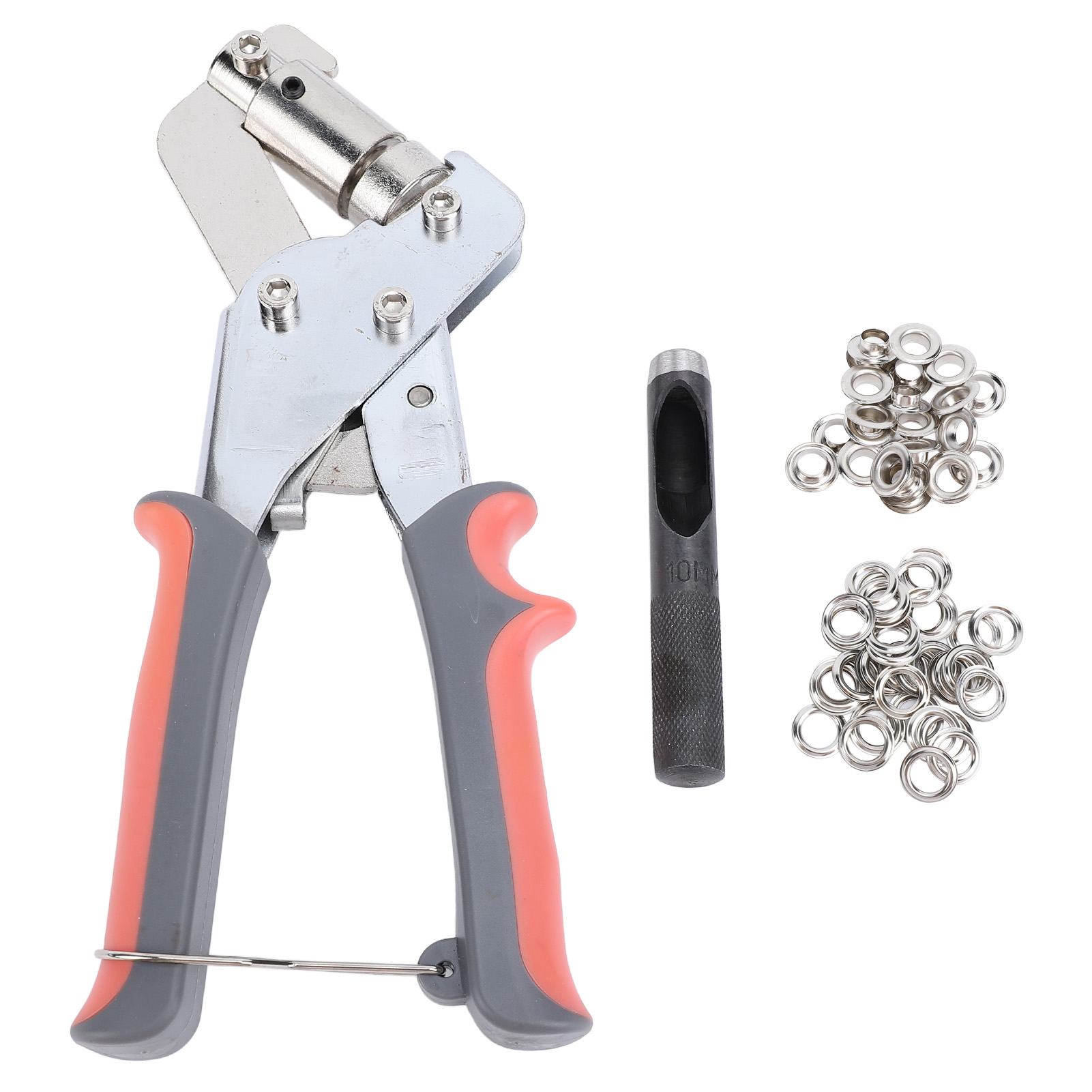 3/8"-stoffösen-set, Manuelle Lochzange, Presswerkzeug, Orange Und Grau, Mit 500 Silbernen 10,5-mm-ösen