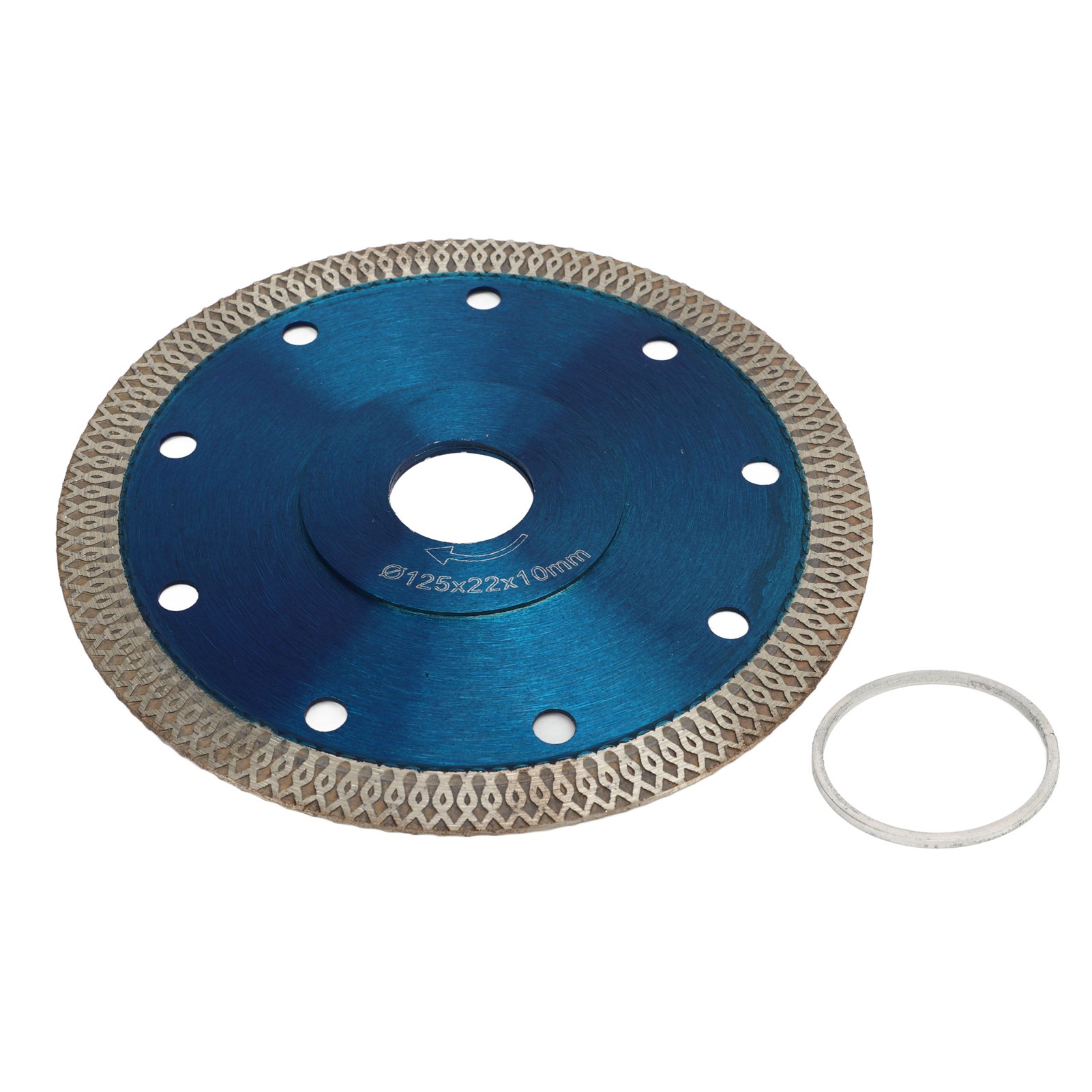 Doppelt Verwendbare (trockene Und Nasse) Blaue Diamantscheibe Zum Schneiden Von Keramik, Beton Und Marmor (125 X 22 X 10 Mm).