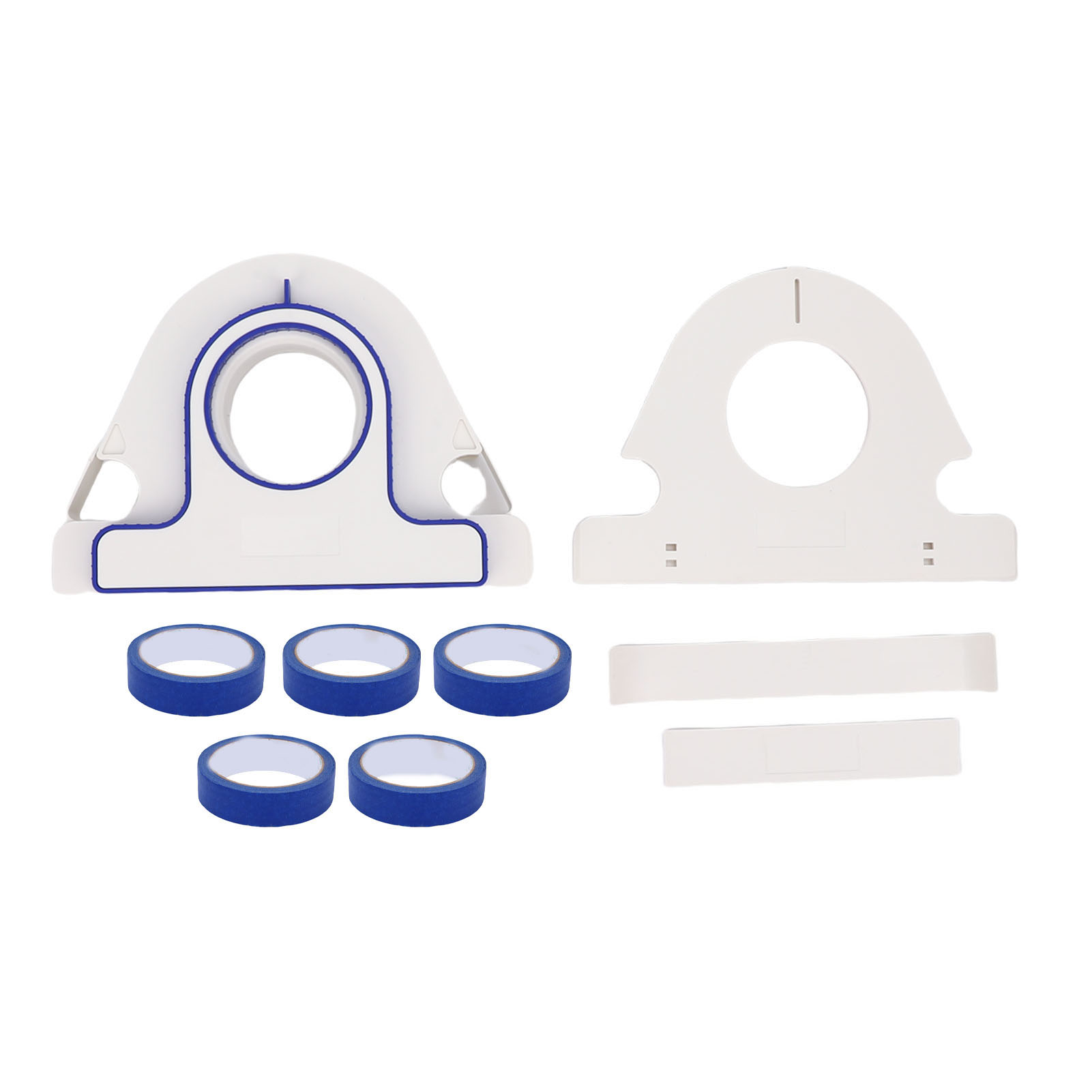 Set Mit Abklebebandapplikator, Abroller Und 5 Rollen 25 Mm Breitem Blauen Klebeband, Tragbarer Klebebandschneider Zum Lackieren Von Tür- Und Fensterrahmen.