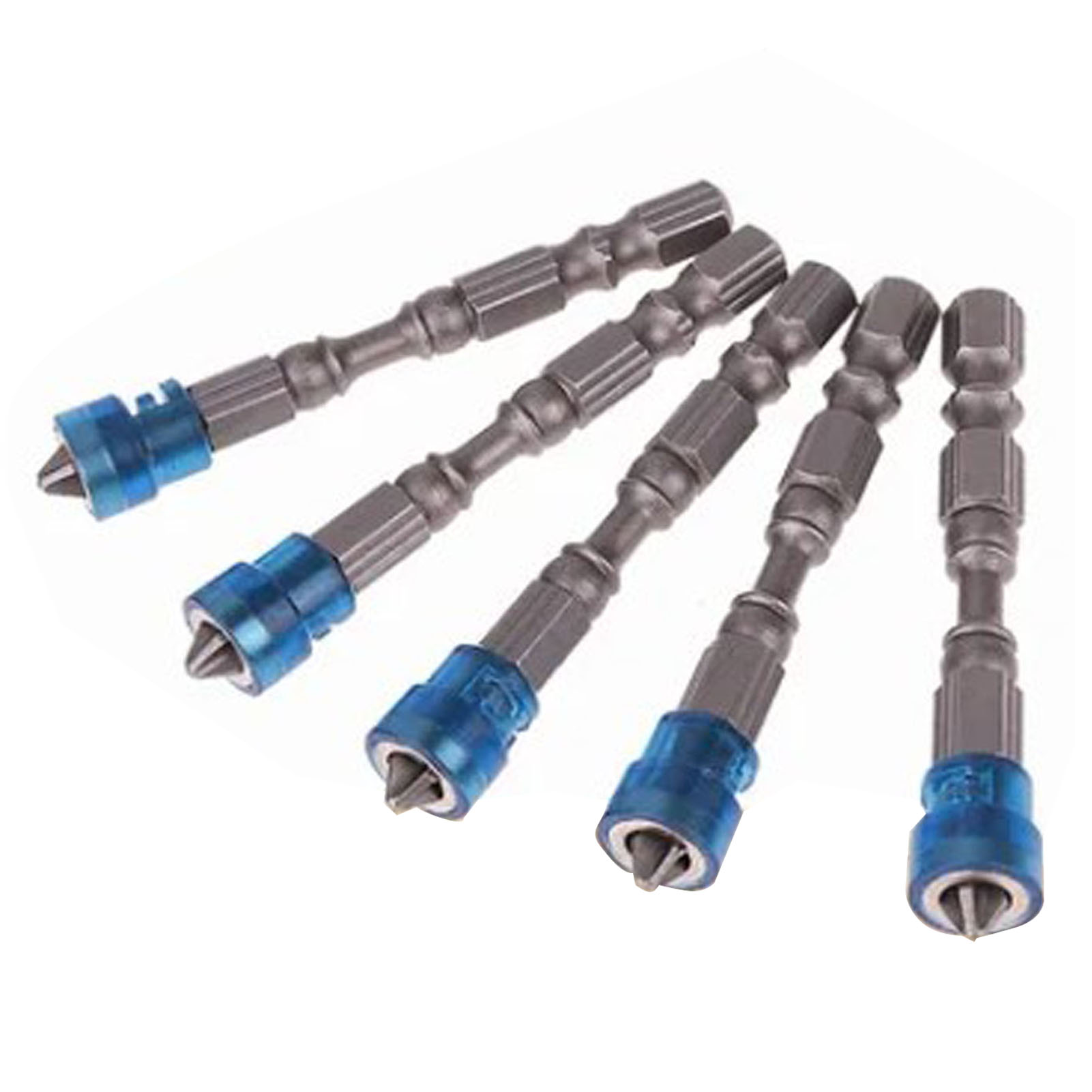 Set Mit 5 Robusten, Professionellen Magnetischen Kreuzschlitzschraubendreherbits, Blau, 65 Mm