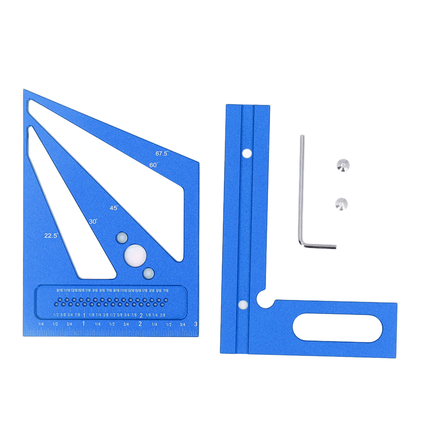 Multifunktionales Lineal Für Holzbearbeitung, Winkelmesser Aus Aluminiumlegierung Zum Messen Von Winkeln Und Zeichnen Von Linien (blau).