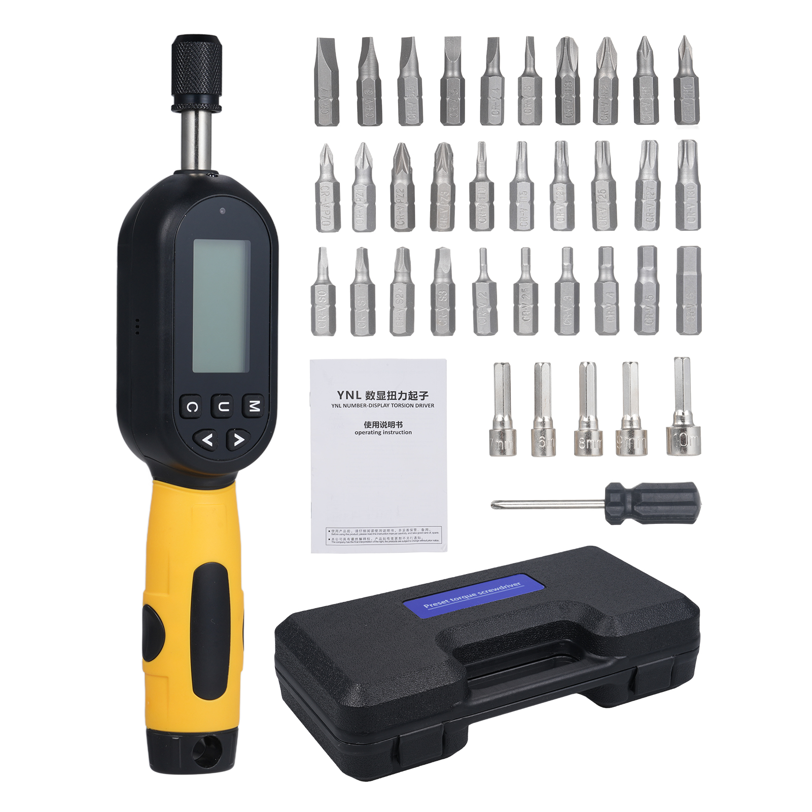 Digitaler Drehmomentschraubendreher 10,74–106,21 In-lb / 1,2–12 Nm, 1/4 Zoll / 6,35 Mm Drehmomentschraubendreher-set Mit Akustischem Alarm Und Led-leuchte Ynl-12 Gelb