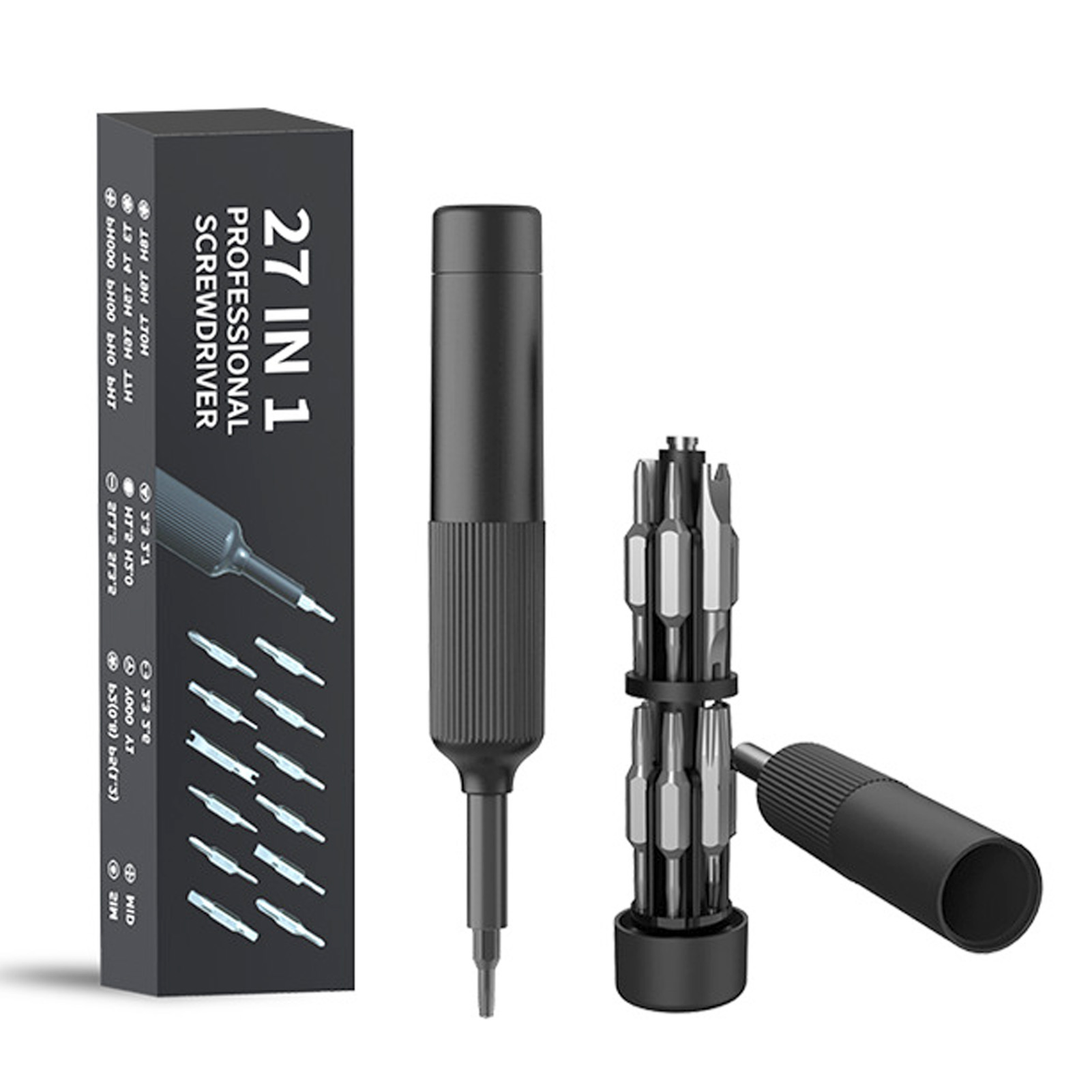 Professionelles 27-in-1-multitool Mit Schraubendreher, Verstellbar Und Präzise, Zur Reparatur Von Mobiltelefonen, Computern Und Brillen. Graues Abs-gehäuse.