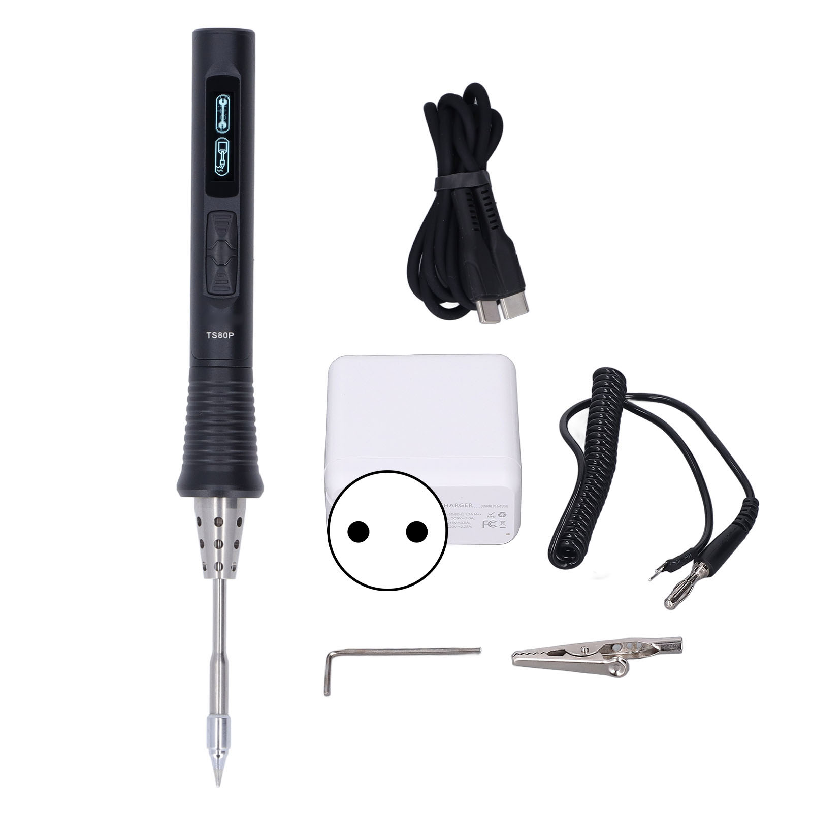 Tragbarer Elektrischer Lötkolben Mit Digitalanzeige, Einstellbarer Temperatur, 30-w-lötset, 100–240 V, Eu-stecker