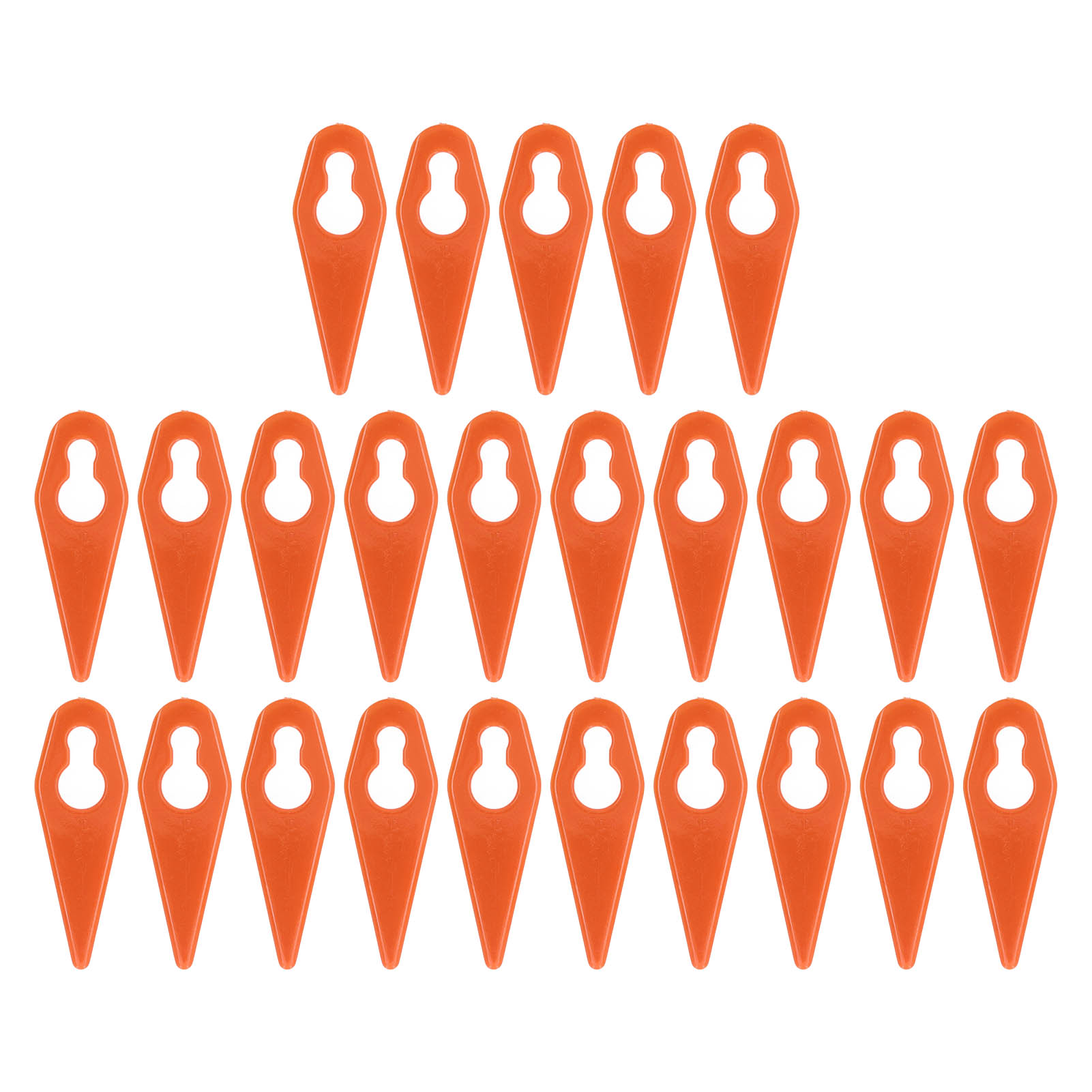 Packung Mit 25 Orangefarbenen Kunststoff-ersatzmessern Für Rasenmäher.