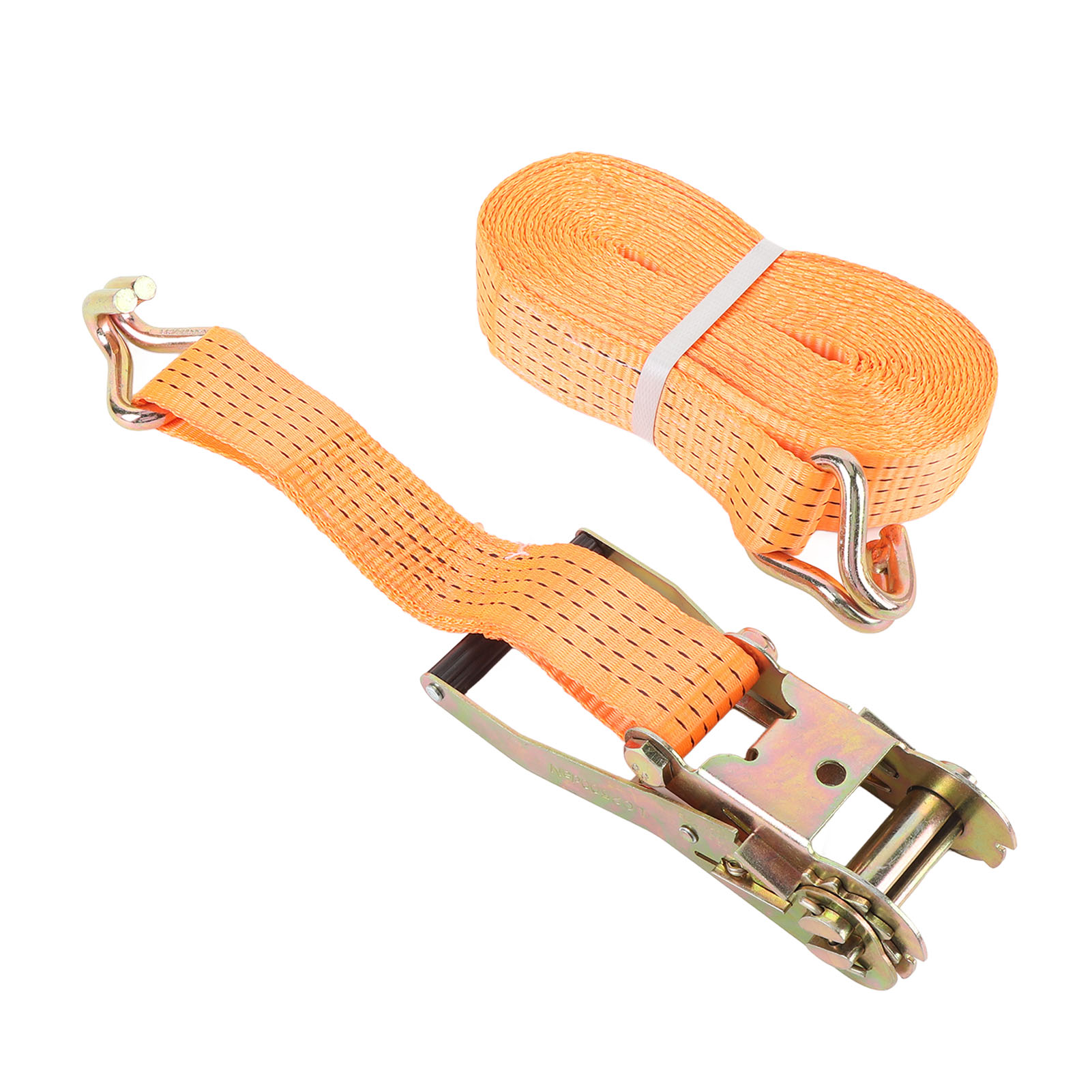 Satz Orangefarbener Zurrgurte Aus Kohlenstoffstahl Und Nylon, 2500 Kg Zugfestigkeit, Hochbelastbarer Ratschengurt