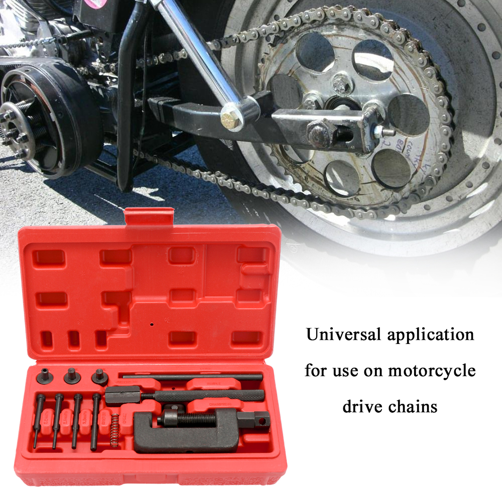 Universelles Nietwerkzeug Für Motorräder Und Fahrräder, Inklusive Kettennieter, Kettentrenner Und Nietpistole. Fahrradzubehör Mit Tragetasche.