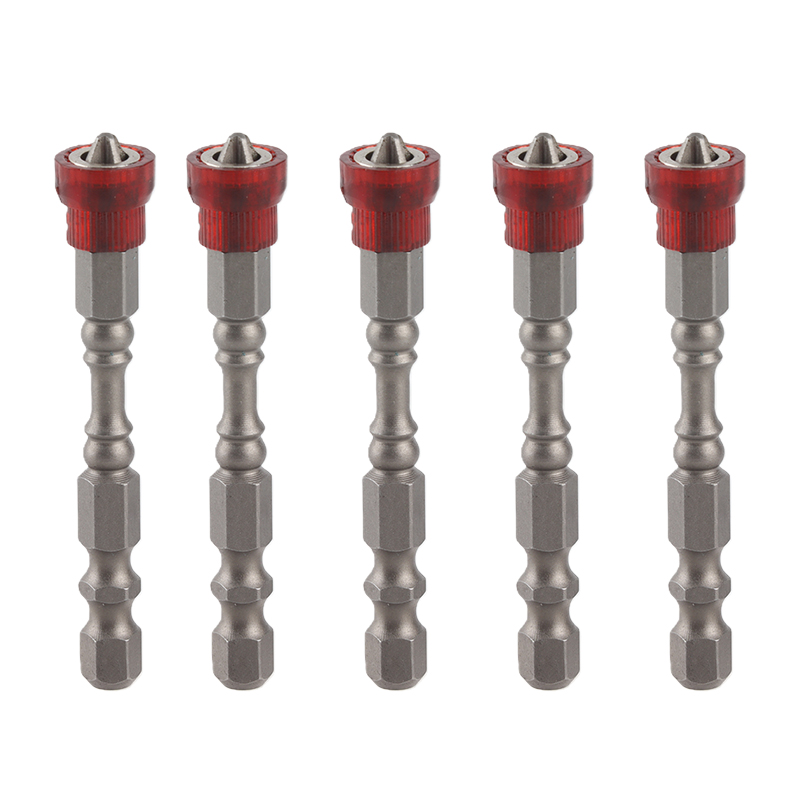 Set Mit 5 Phillips-schraubendreherbits Aus S2-legierungsstahl, Mit Magnetischem Sechskantschaft, Rot