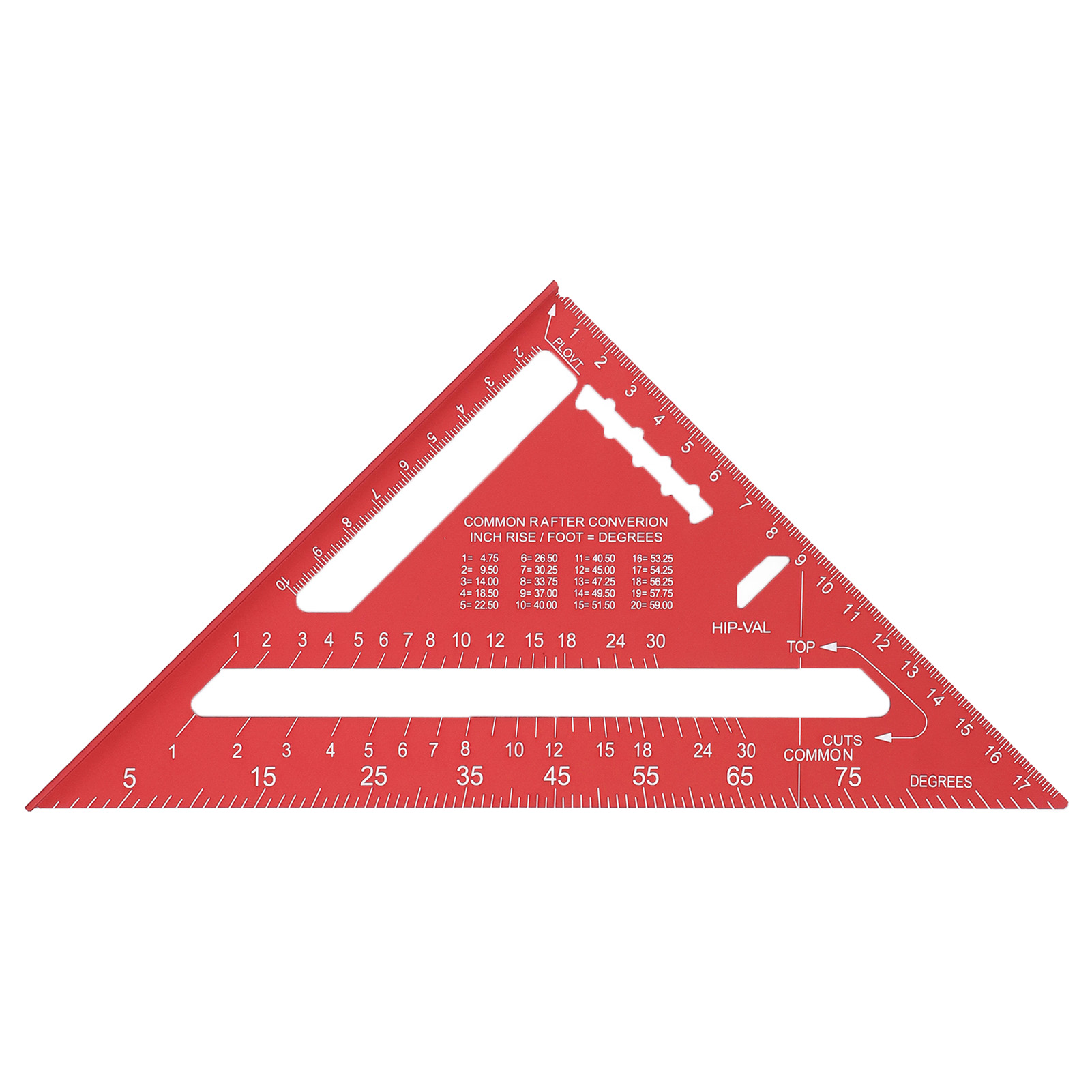 7-zoll-winkelmesser Aus Aluminiumlegierung Mit Doppelskala, 45°/90°-dreiecklineal, Schreinerwerkzeug, Rot