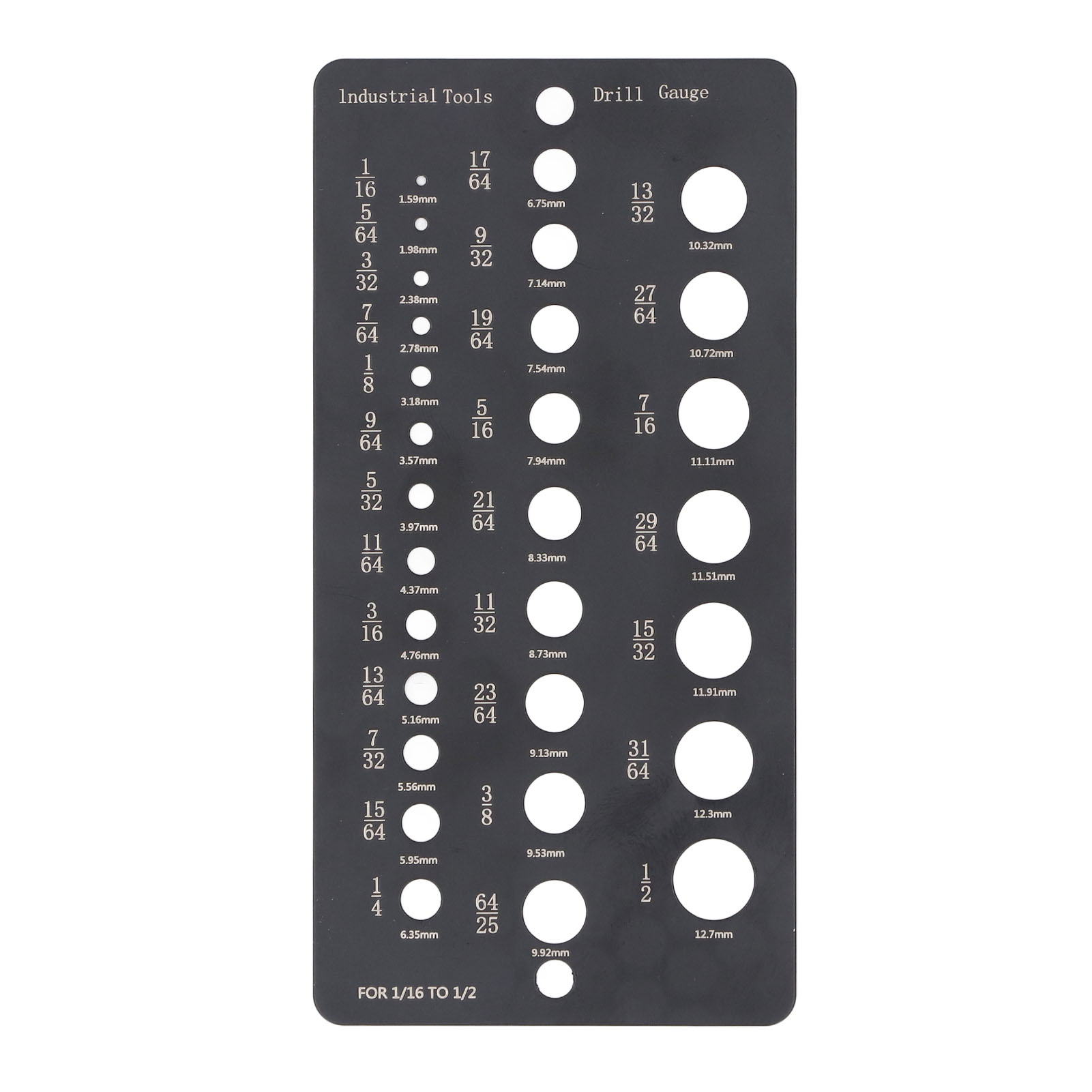 29-zoll-bohrerlehre Für 1/16- Bis 1/2-zoll-löcher, Metrisches/dezimales System, Edelstahl-bohrergrößenprüfwerkzeug Für Alte, Unmarkierte Bohrer