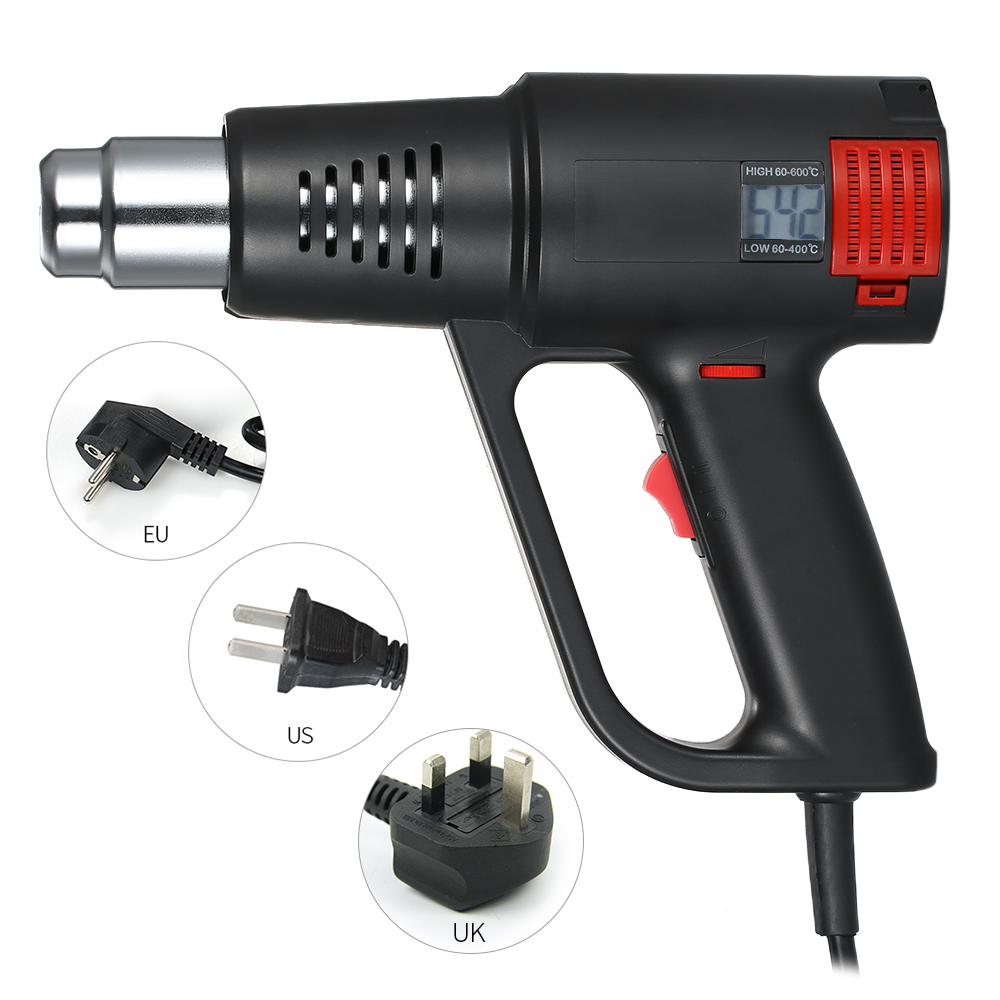 Industrie-heißluftpistole Mit 2000 W Leistung, Schnellheizfunktion, Digitalem Lcd-display Und Temperaturregelung. Hochwertiges, Tragbares Heizgerät.