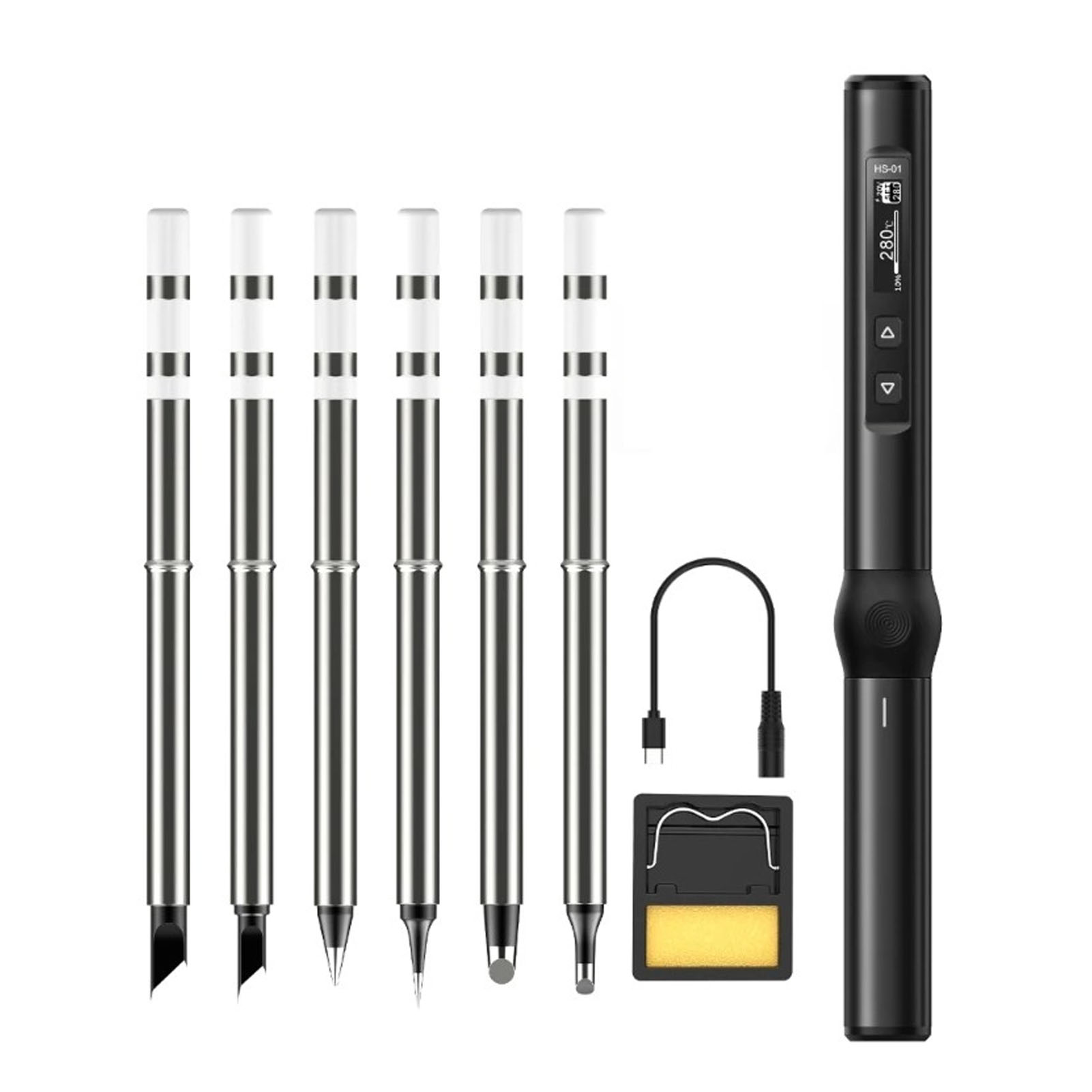 Elektrisches Lötset Mit Digitalanzeige, Einstellbarer Temperatur, Schnellheizfunktion, Mini-lötkolben Dc 9–24 V, Schwarz