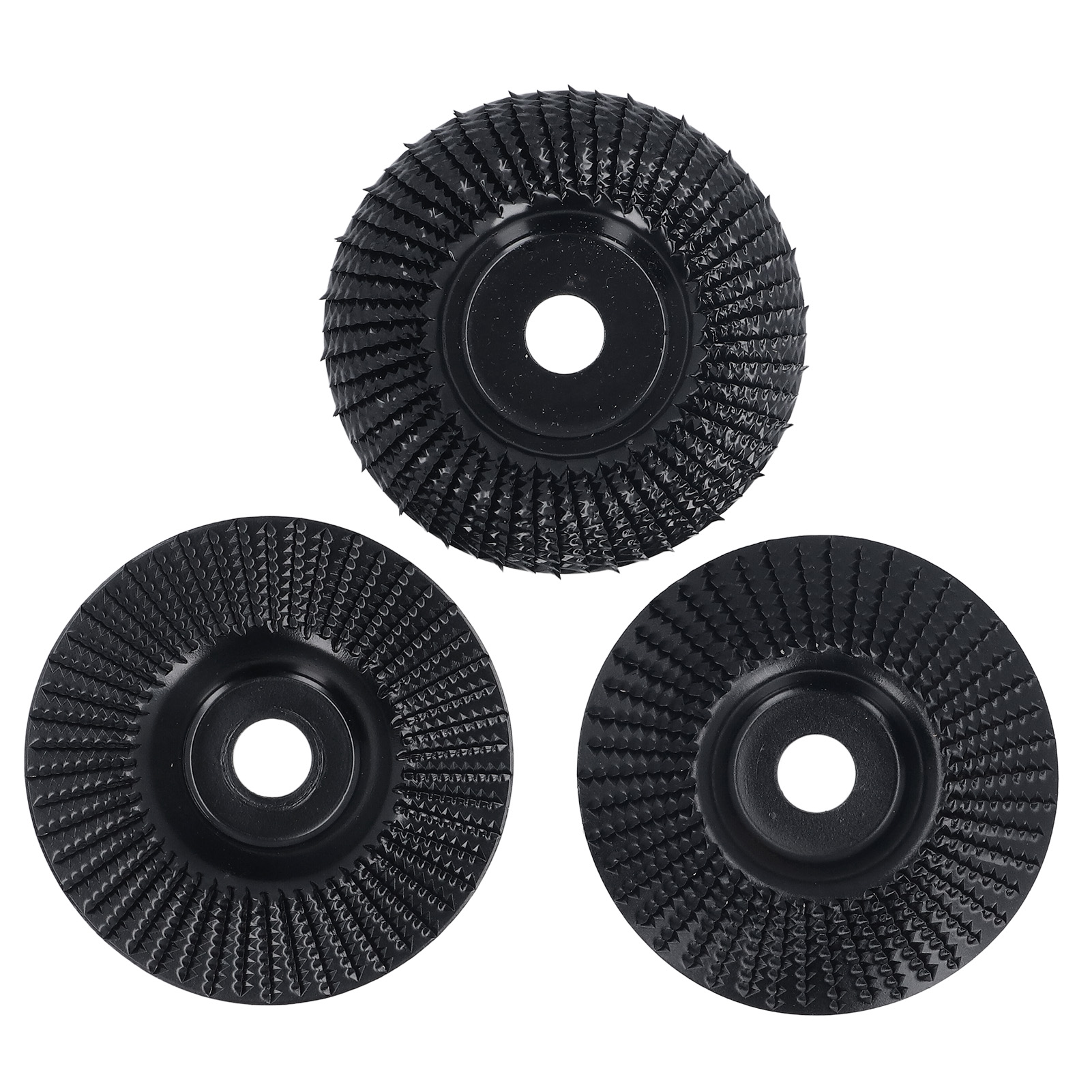 Set Aus 3 Holzpolierscheiben, Schwarz, 100 Mm Durchmesser, 16 Mm Innendurchmesser, Flach Und Abgewinkelt.