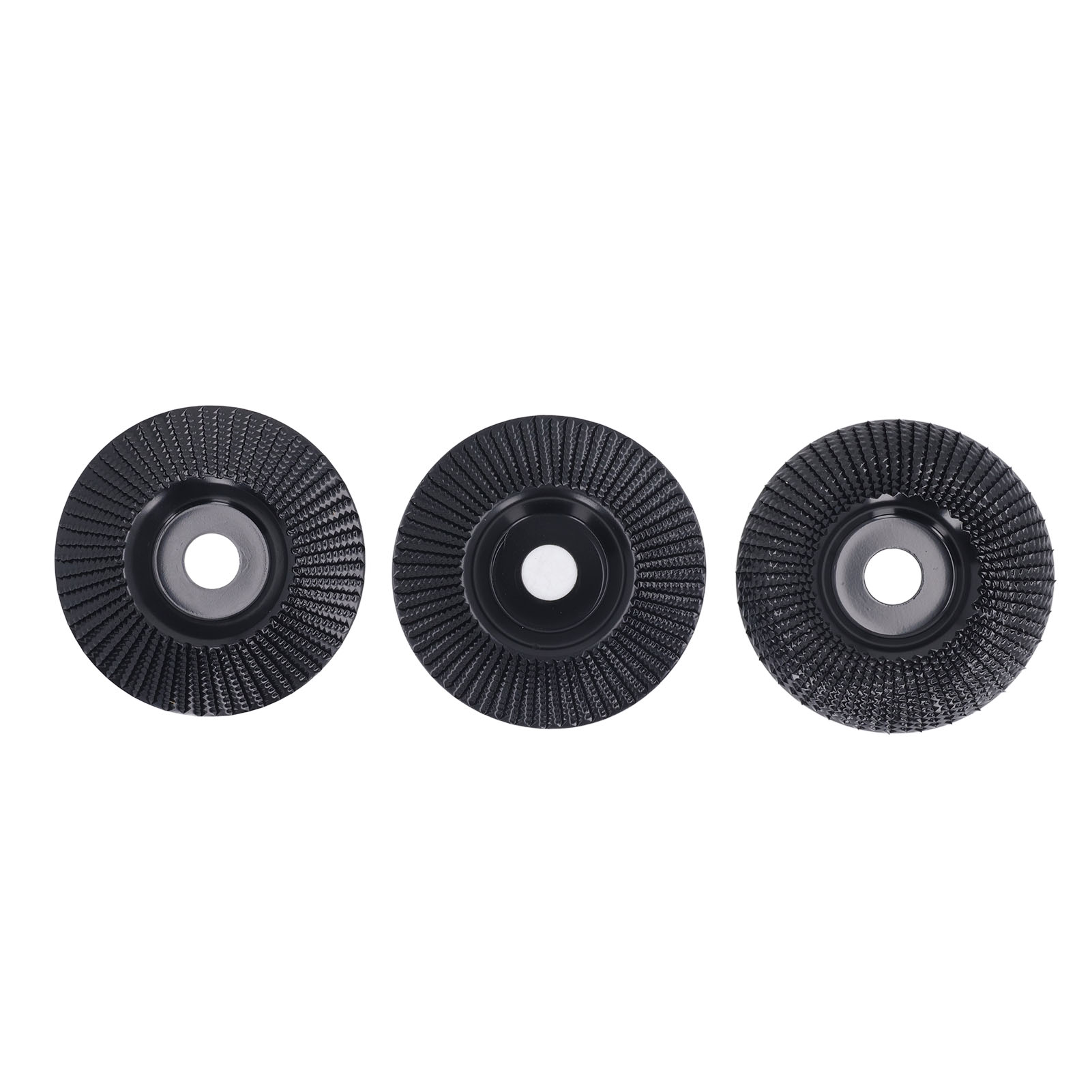 Set Mit 3 Holzschnitzscheiben Aus Kohlenstoffstahl, Flach, Abgewinkelt Und Gewölbt, Für Winkelschleifer, 125 Mm, Schwarz
