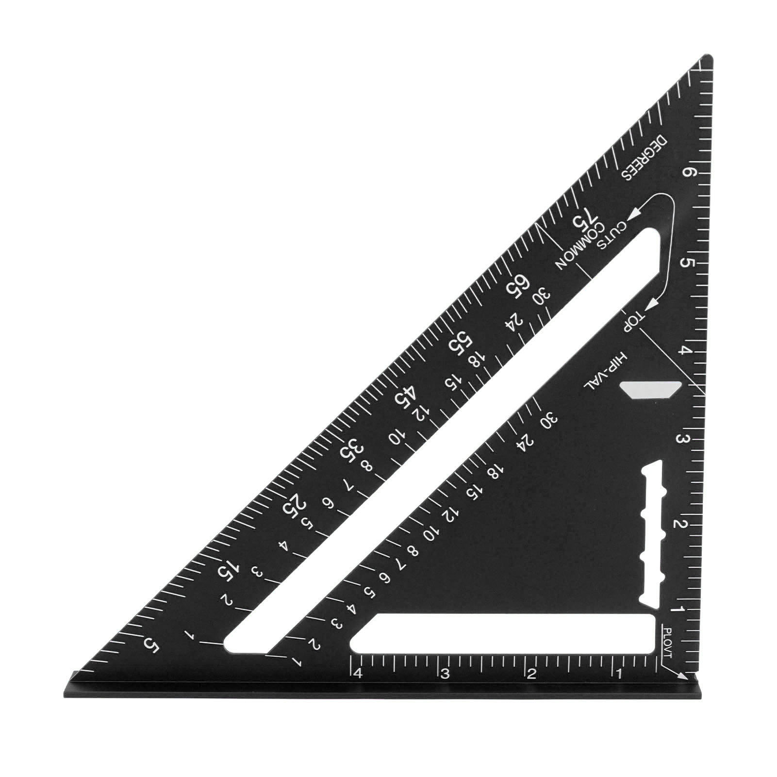 7-zoll-zimmermannswinkel, Zoll-messwerkzeug Für Die Holzbearbeitung, 90°- Und 45°-dreiecklineal Aus Schwarzer Aluminiumlegierung