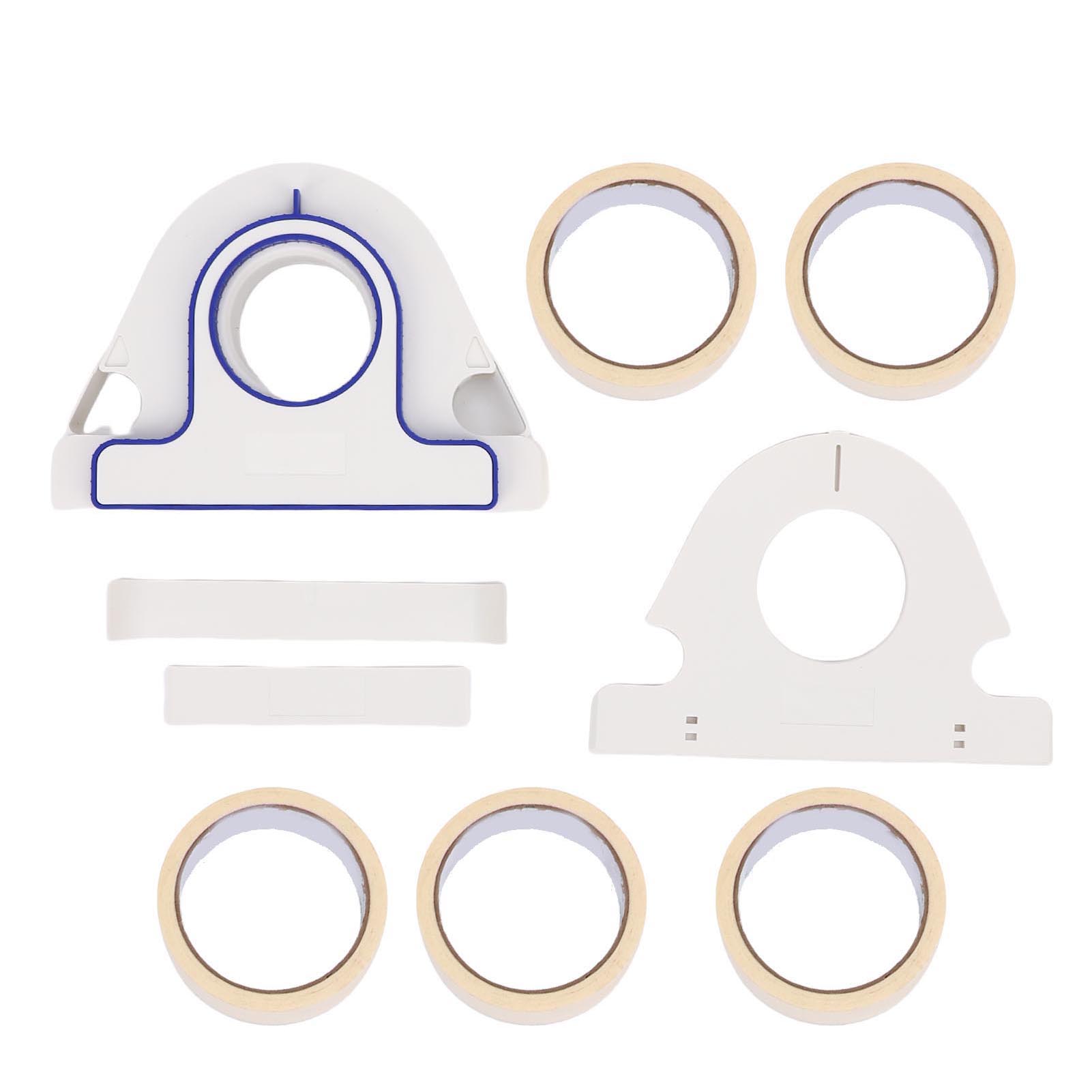 Set Zum Auftragen Von Abdeckband, Bestehend Aus Einem Abroller Für Malerkrepp Und 5 Rollen 25 Mm Breitem, Weißem Klebeband Zur Dekoration
