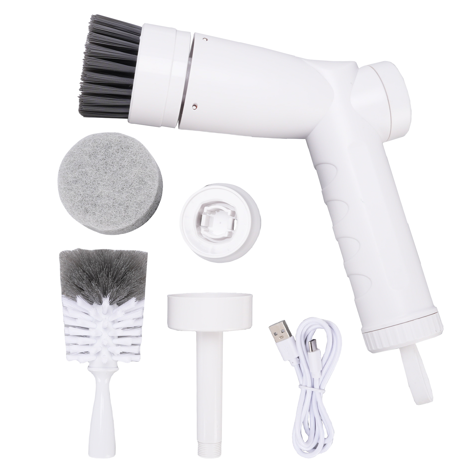 Kabellose Elektrische Reinigungsbürste Mit 3 Austauschbaren Bürstenköpfen, Ideal Für Die Reinigung Von Herd, Spüle, Geschirr, Tassen, Flaschen, Fenstern Und Böden. Wasserdicht (ipx7), Weiß, 2500 Mah.
