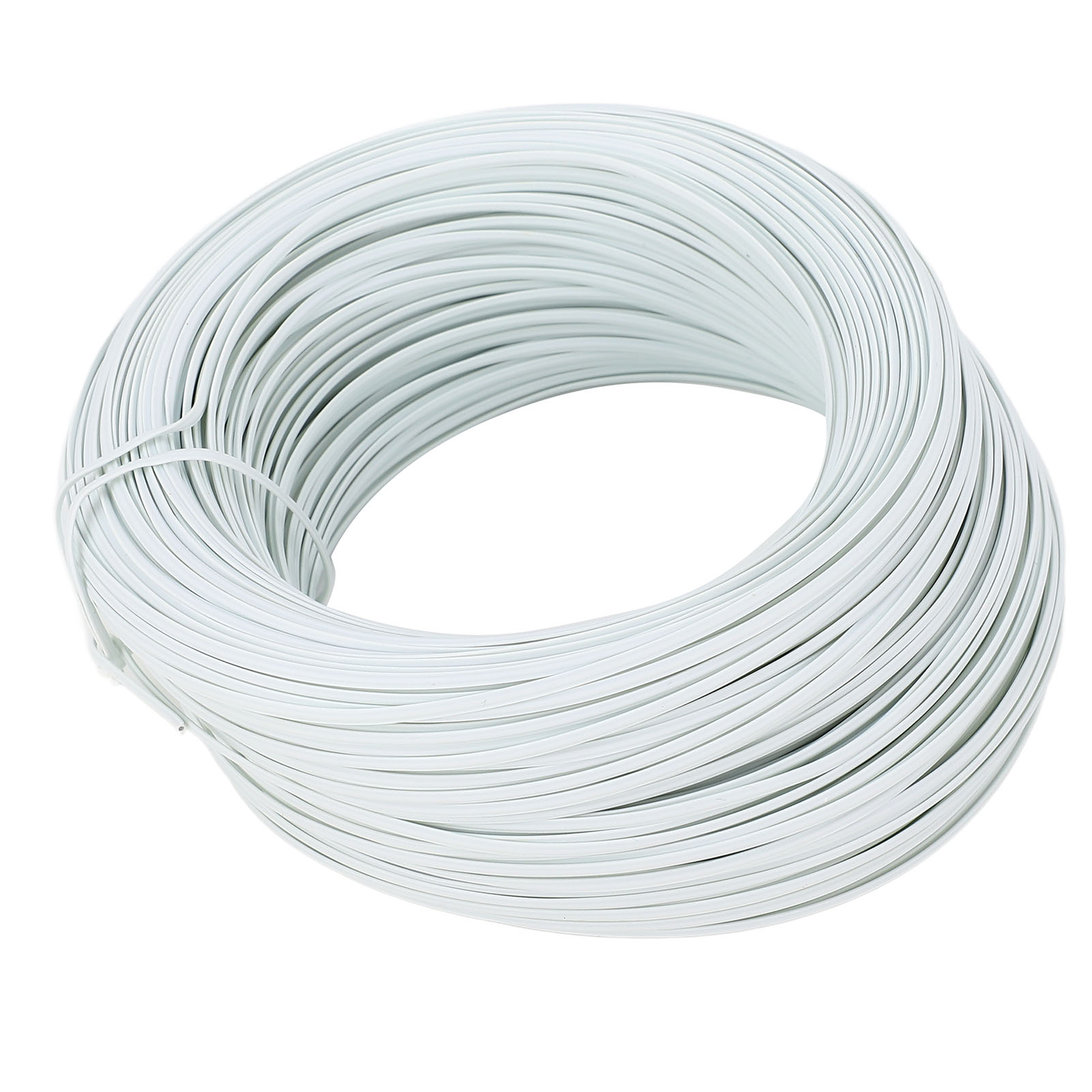 Flacher, Verzinkter Stahl- Und Pvc-bewehrungsdraht, Durchmesser 0,55 Mm, Länge 85 M, Weiß.