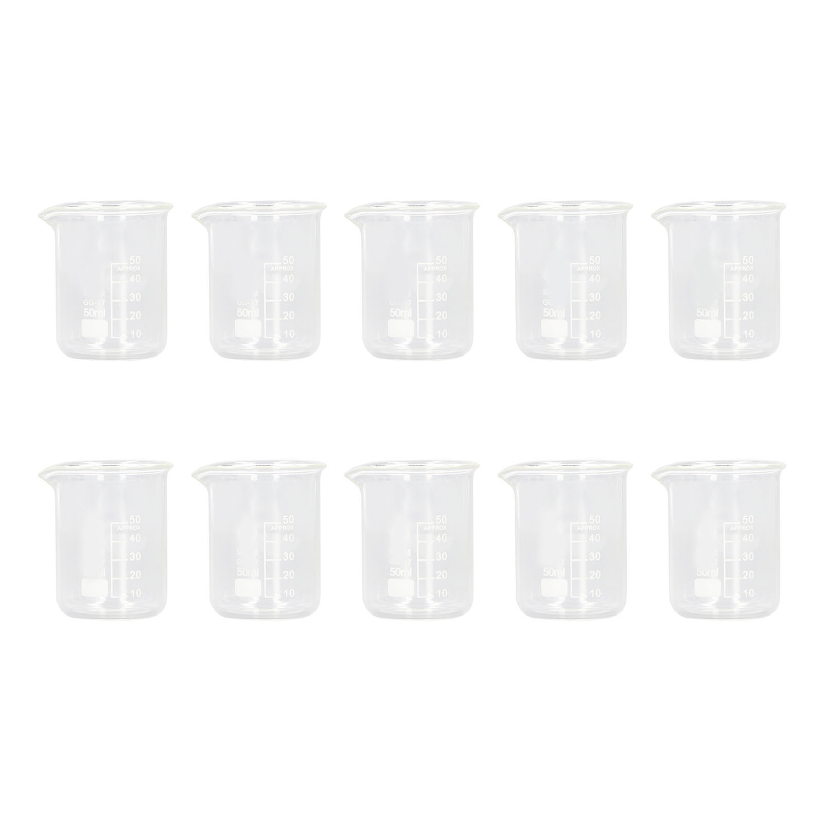 10 Stück Laborglasbecher, 50 Ml, Dickwandiger Messzylinder Mit Klarer Standardskala