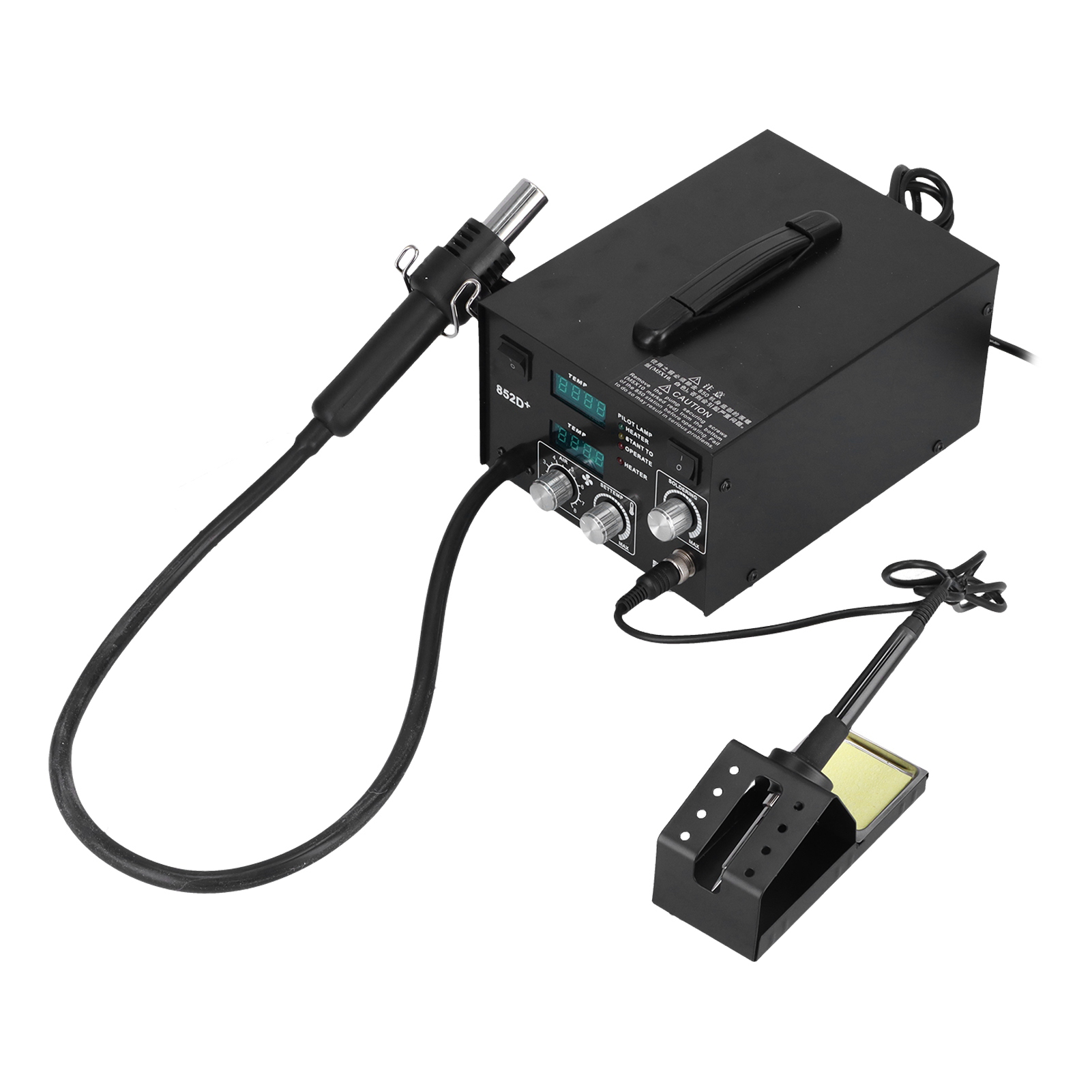 Lötstation Mit Druckluftpistole, Dualer Digitalanzeige, Einstellbarem Entlötwerkzeug Für Heimwerker, 650 W, 852d + Eu-stecker, 220 V