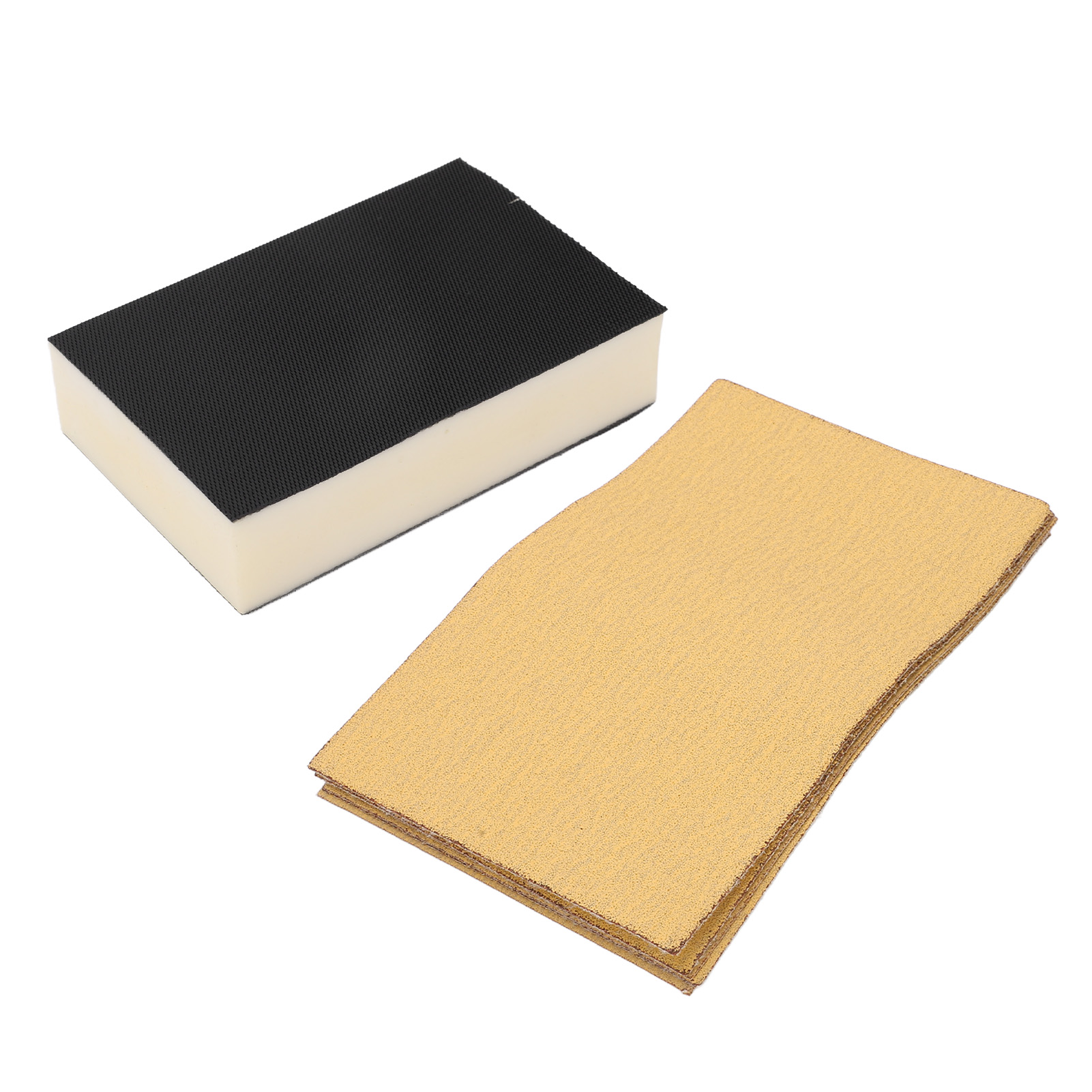 7-teiliges Set Handschleifblock, Schleifpapier, Starker Schleifdruck, Schleifschwamm Mit Beflocktem Gelbem Schleifpapier
