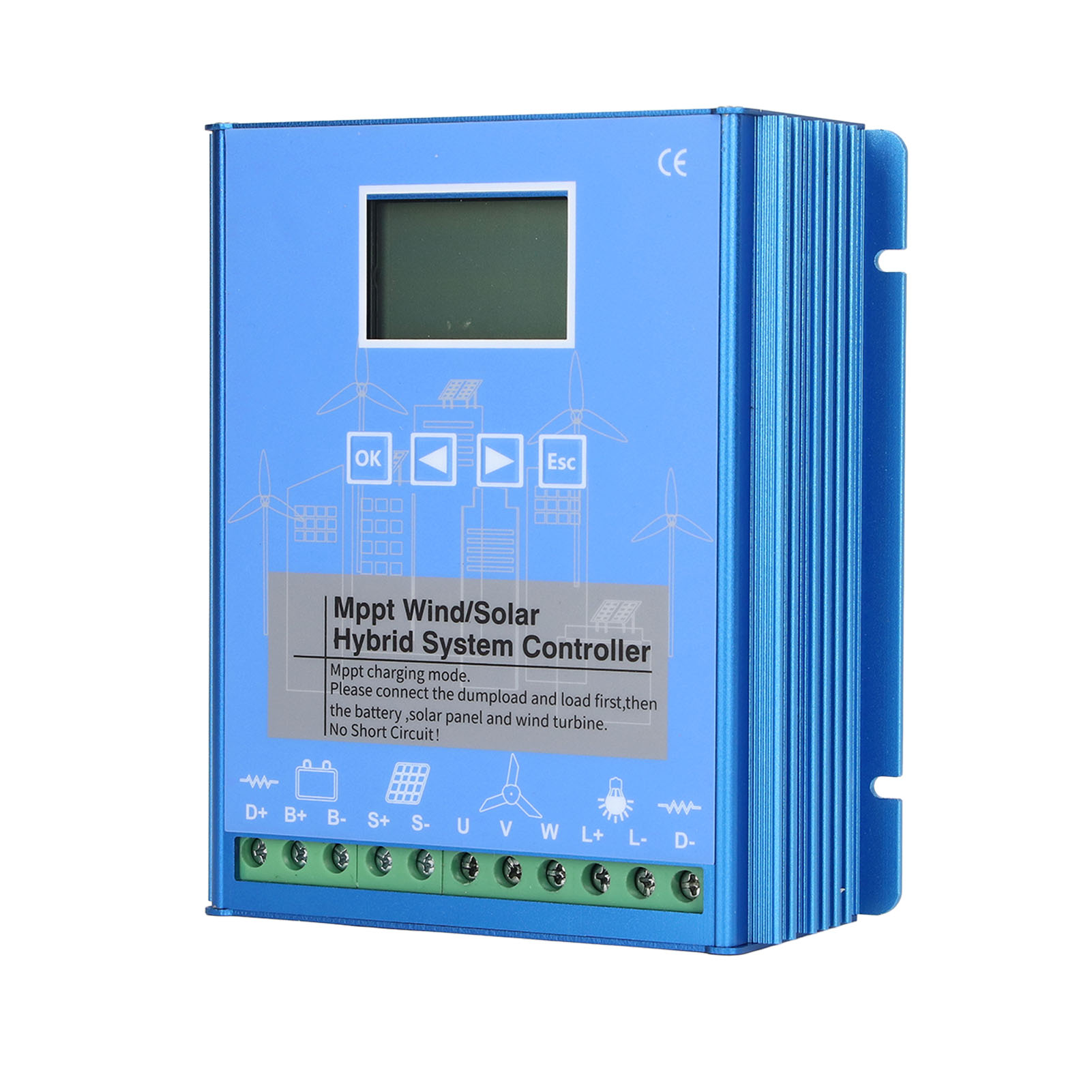 Hybrid-wind-solar-laderegler Mit Mppt-technologie Und Lcd-bildschirm Für 800-w-windkraftanlagengeneratoren (24 V/48 V Batterie)