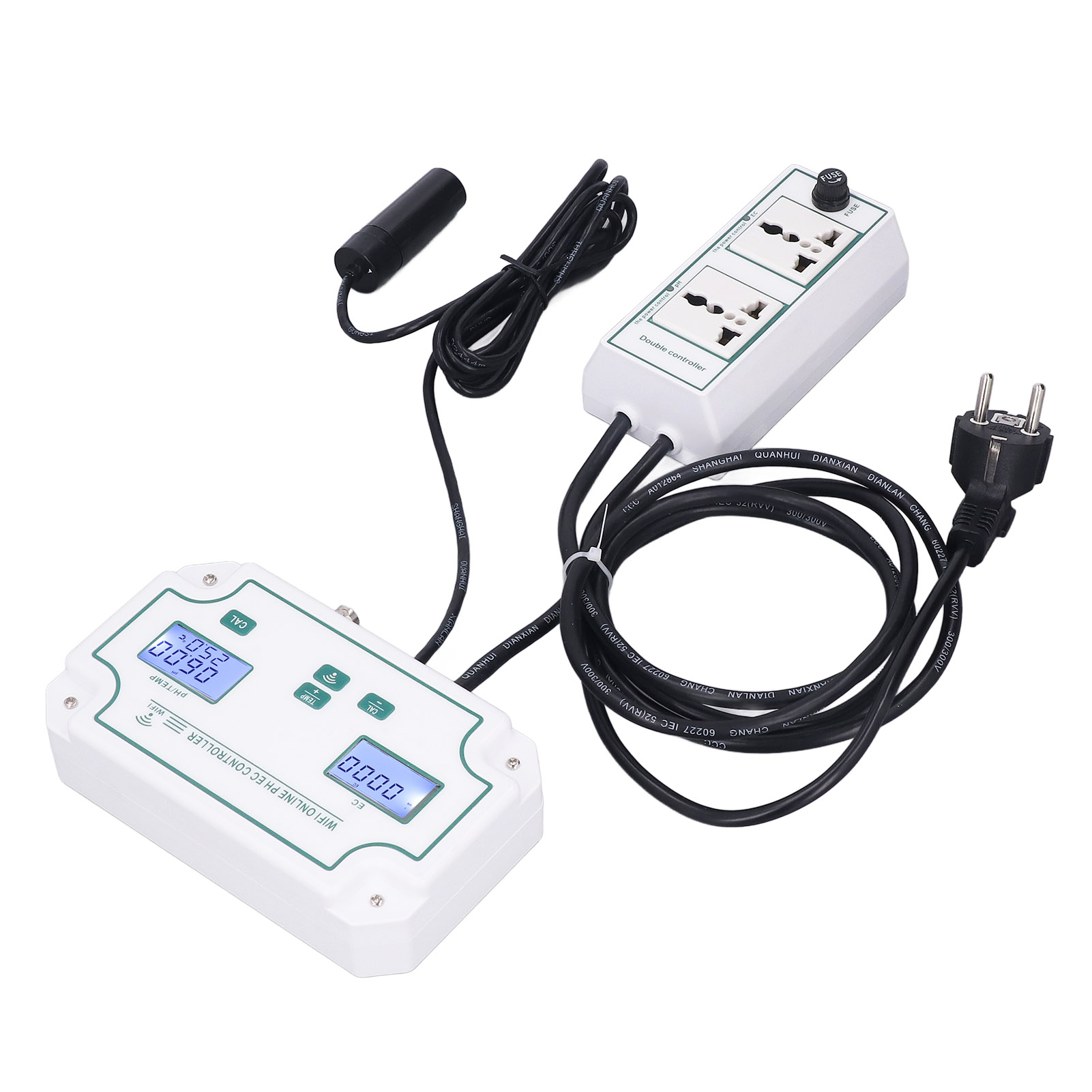 Wasserqualitätsmessgerät (ph-wert, Ec-wert, Temperatur) 3-in-1 Mit Wlan, Automatischer Erkennung Und Alarmfunktion, Eu-stecker (230 V)