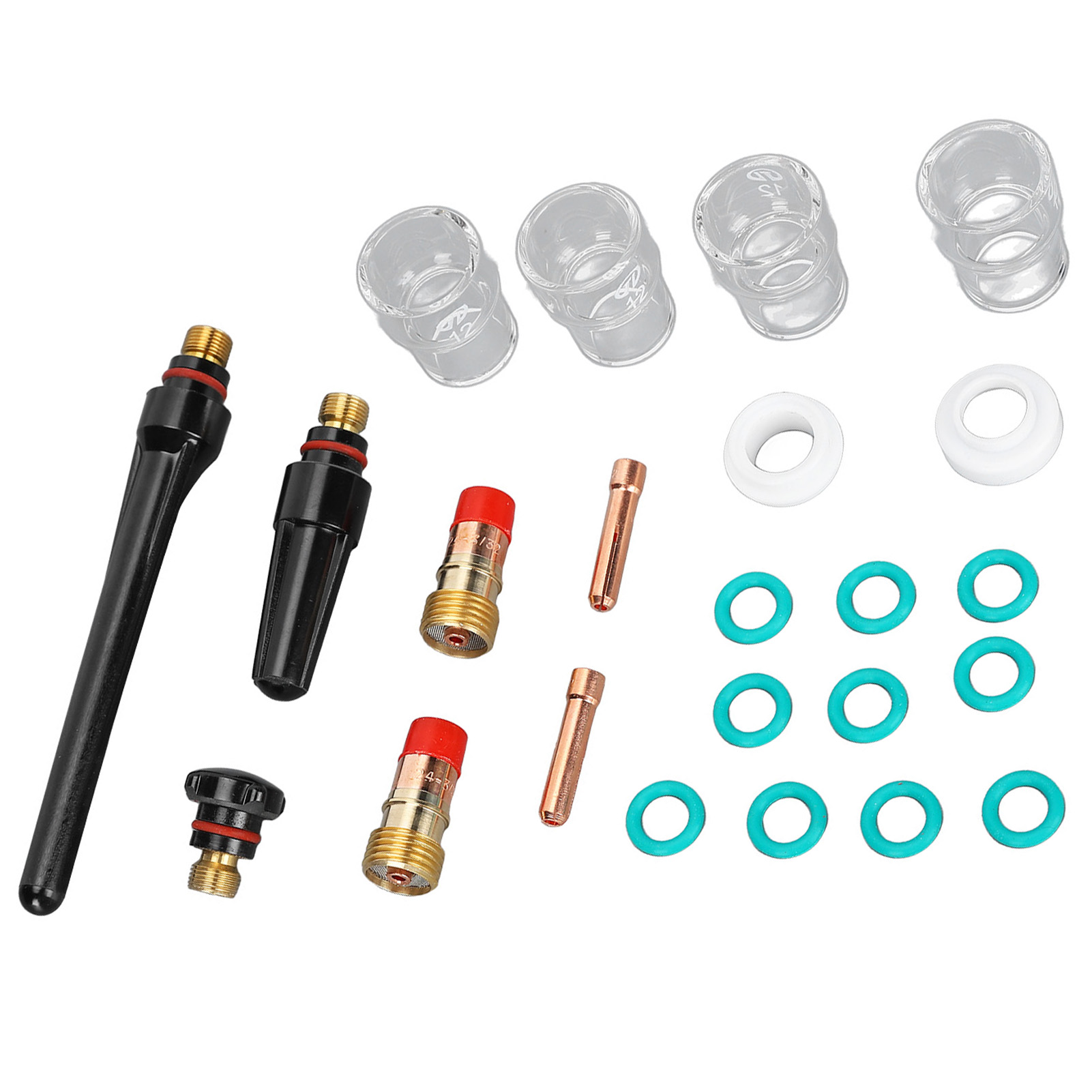23-teiliges Wig-schweißzubehör-set Mit Glasbecher, Dichtung, Unterlegscheibe, Gasleitung Und Werkzeug Für Wp17/18/26