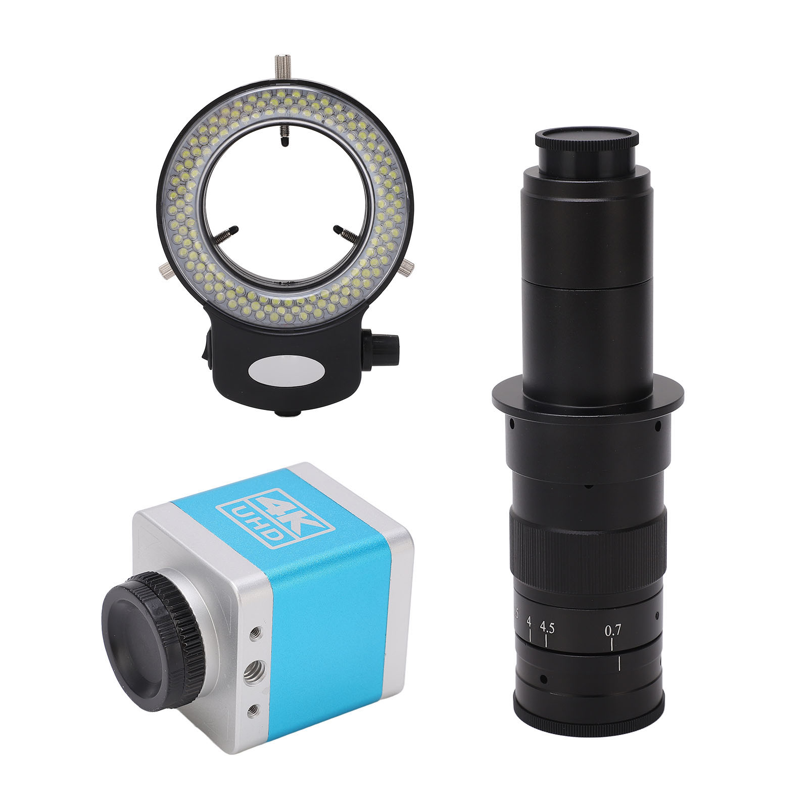 4k-mikroskopkamera Mit Hd-ausgang, Usb-industriekamera Mit 180-facher Vergrößerung, Ringlicht, 100–240 V, Eu-stecker