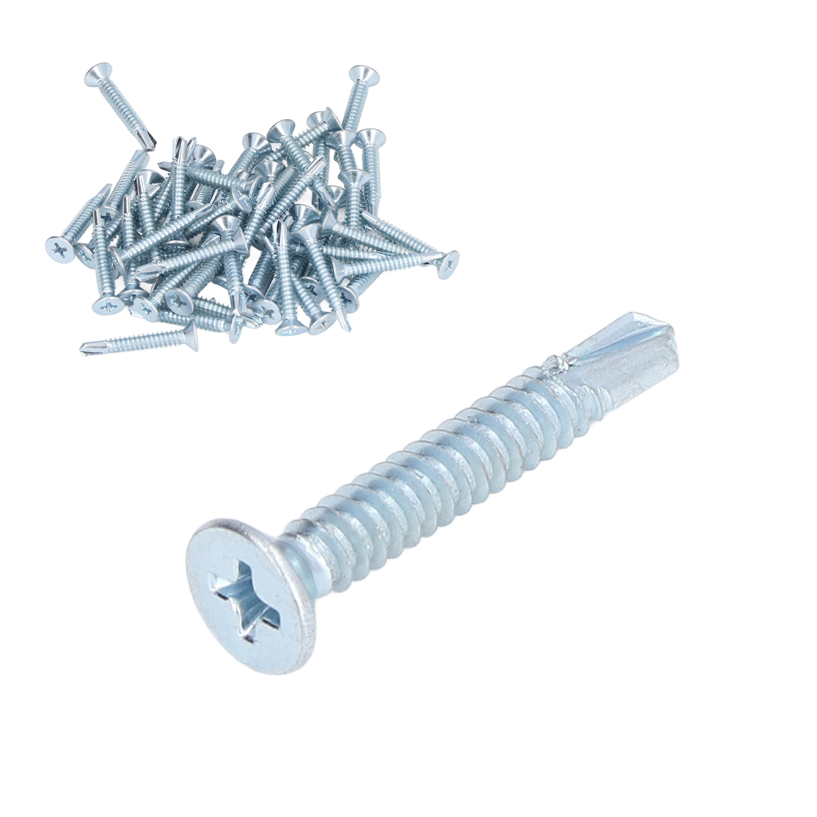 50-teiliges Set Selbstbohrender Kreuzschlitzschrauben Aus Kohlenstoffstahl (4,8 X 32 Mm) Zur Reparatur Von Flachkopfschrauben